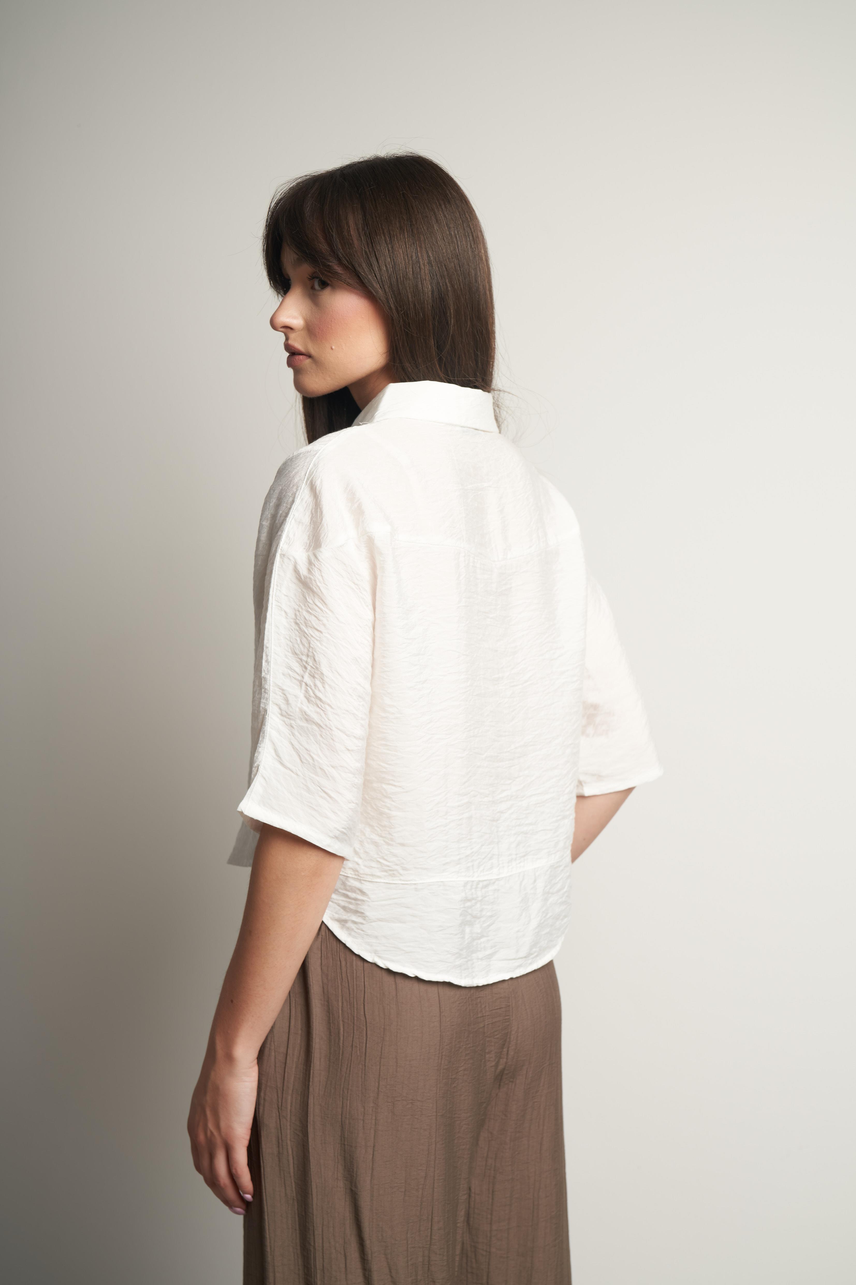 Rita Kısa Kol Gömlek Ekru