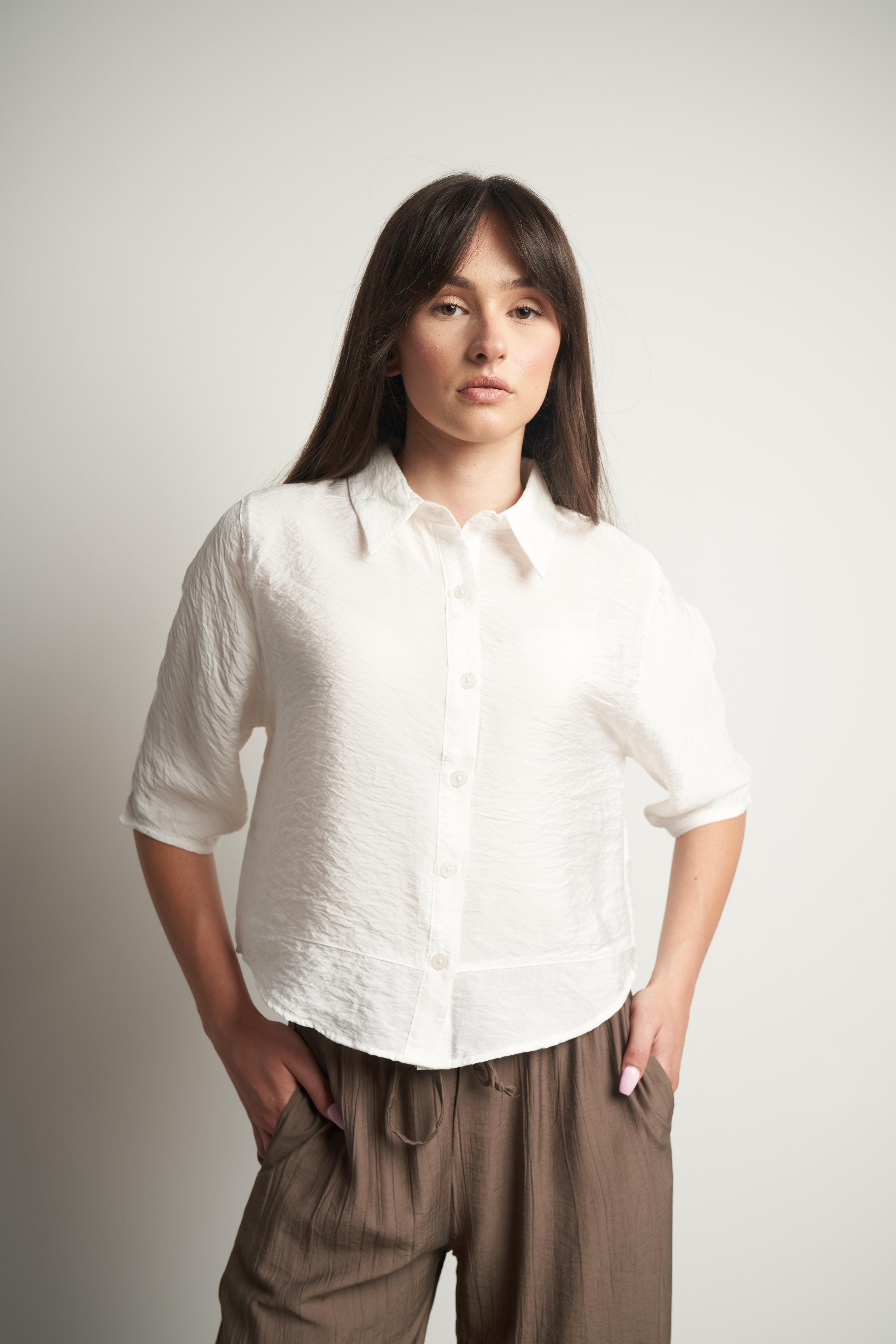 Rita Kısa Kol Gömlek Ekru