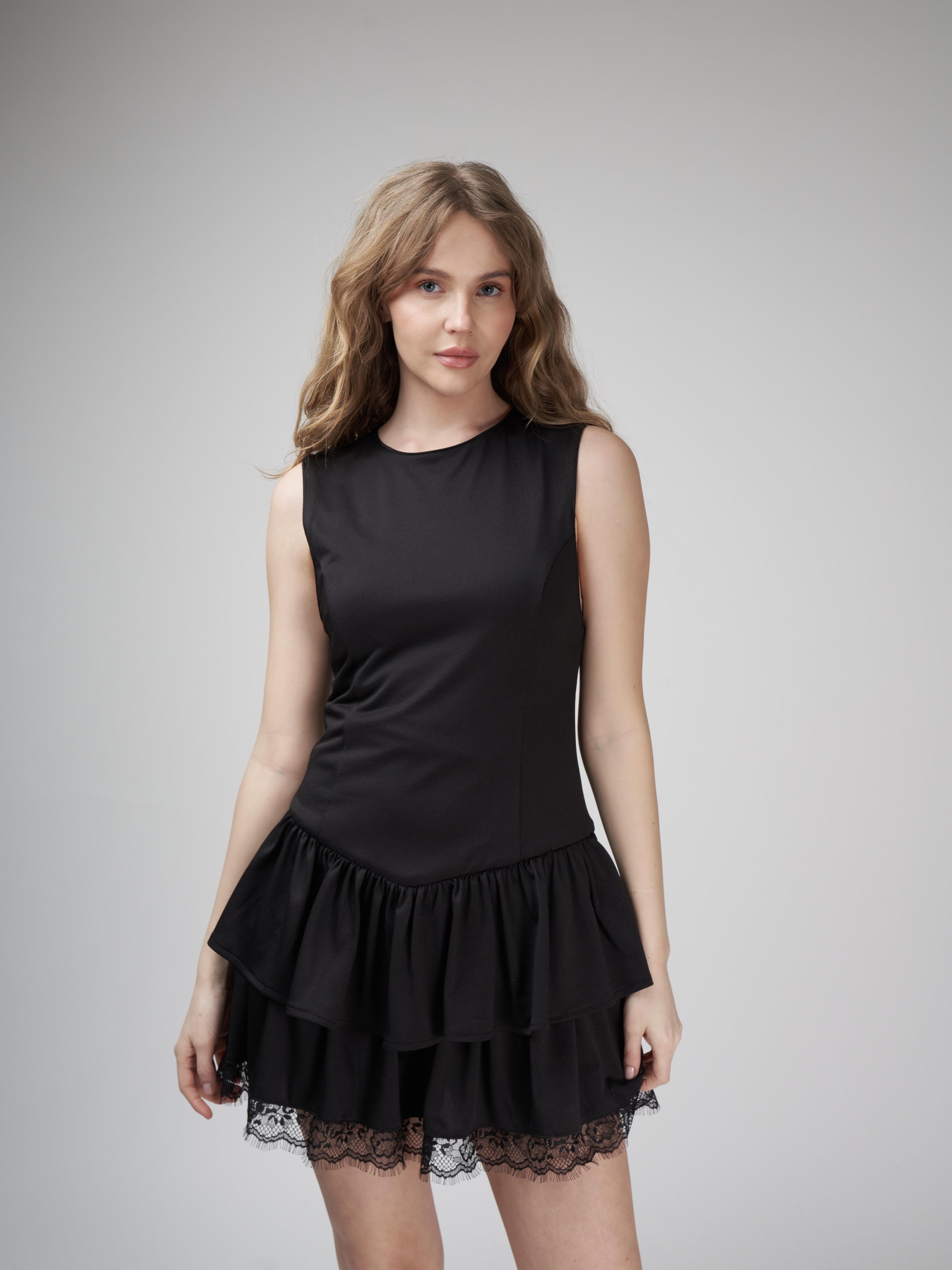 Sıfır Kol Kısa Elbise Siyah