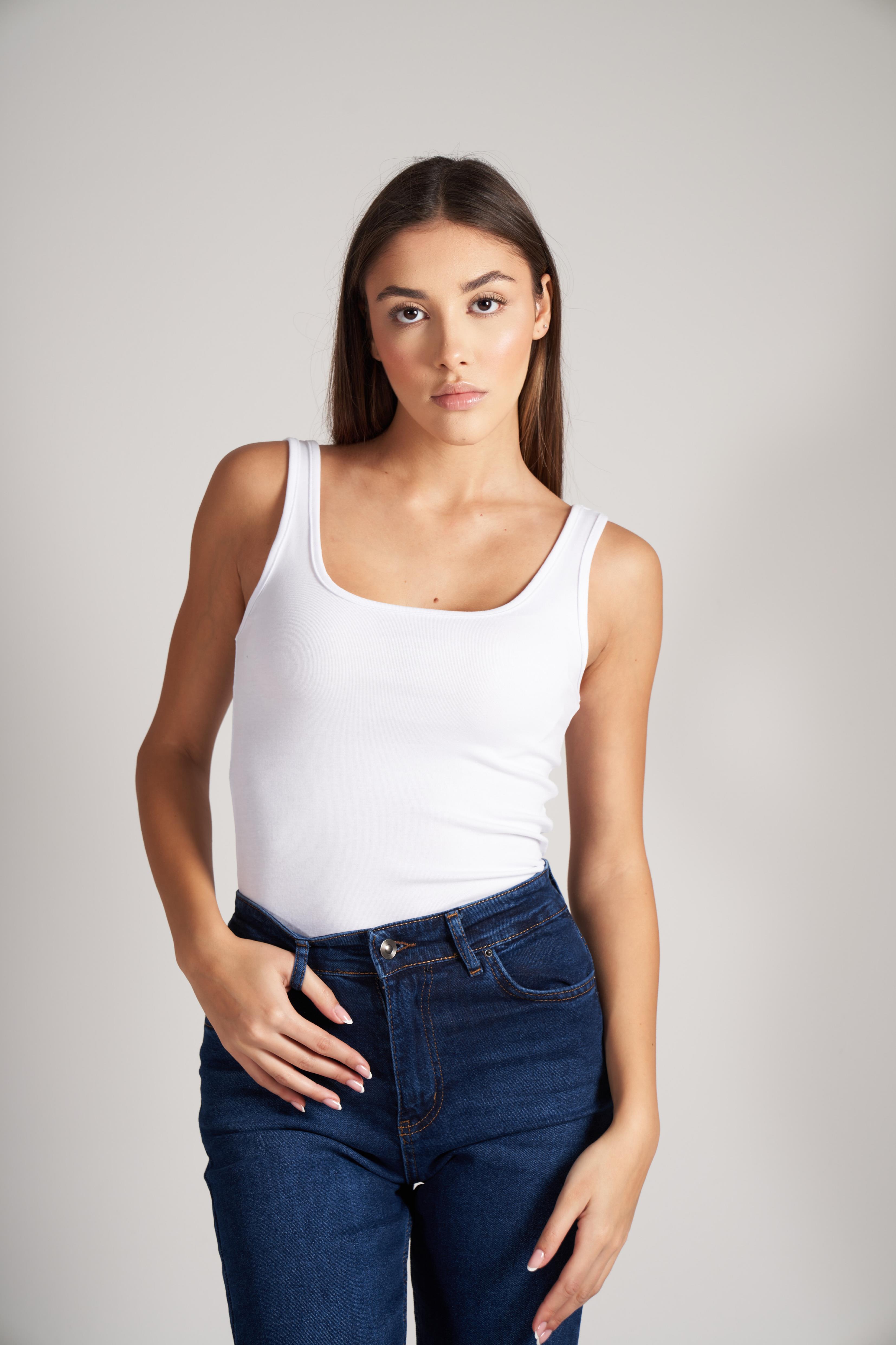 Sıfır Kol Ribana Bluz Beyaz