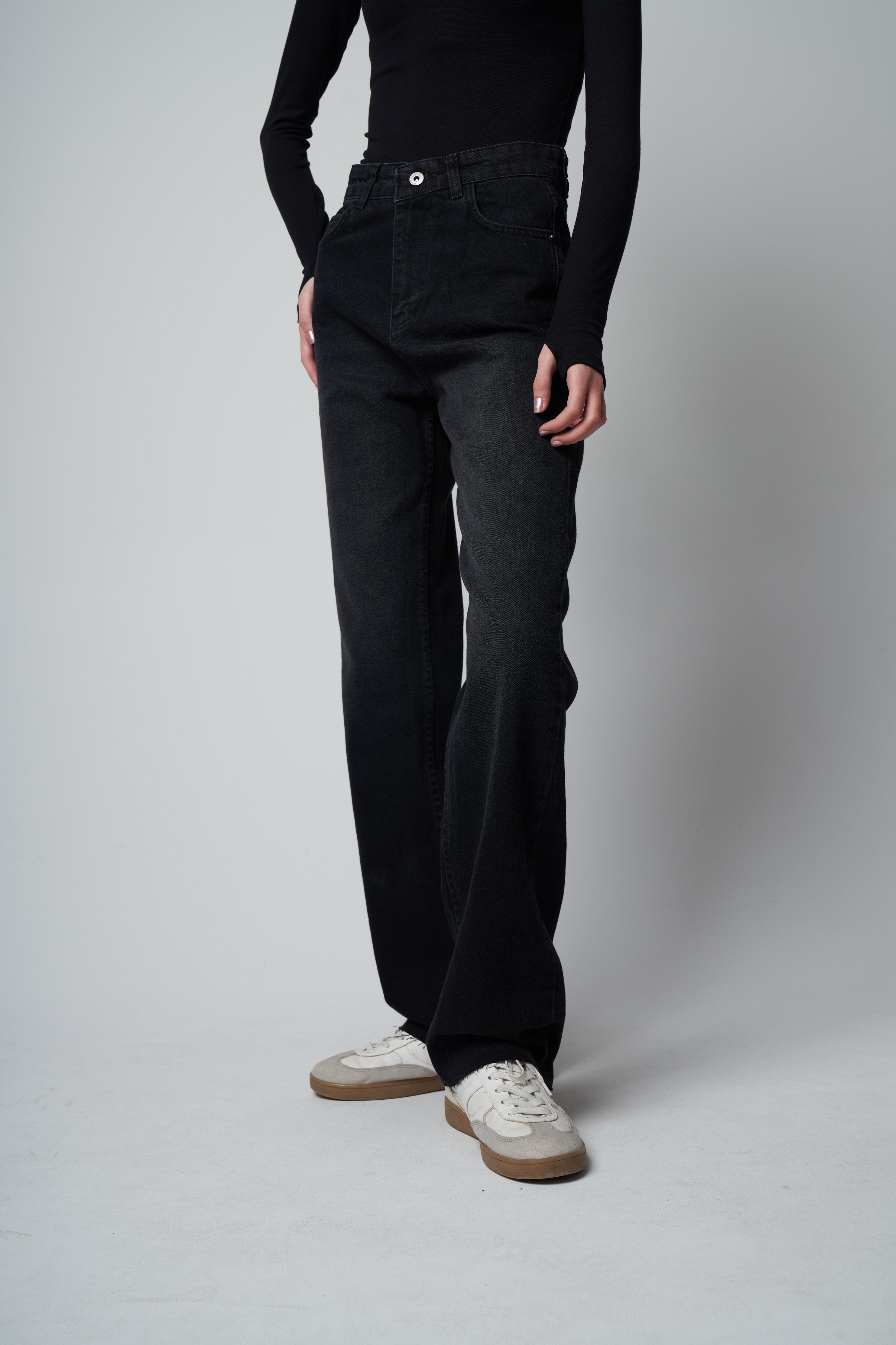 Straight Fit Jean Pantolon Siyah
