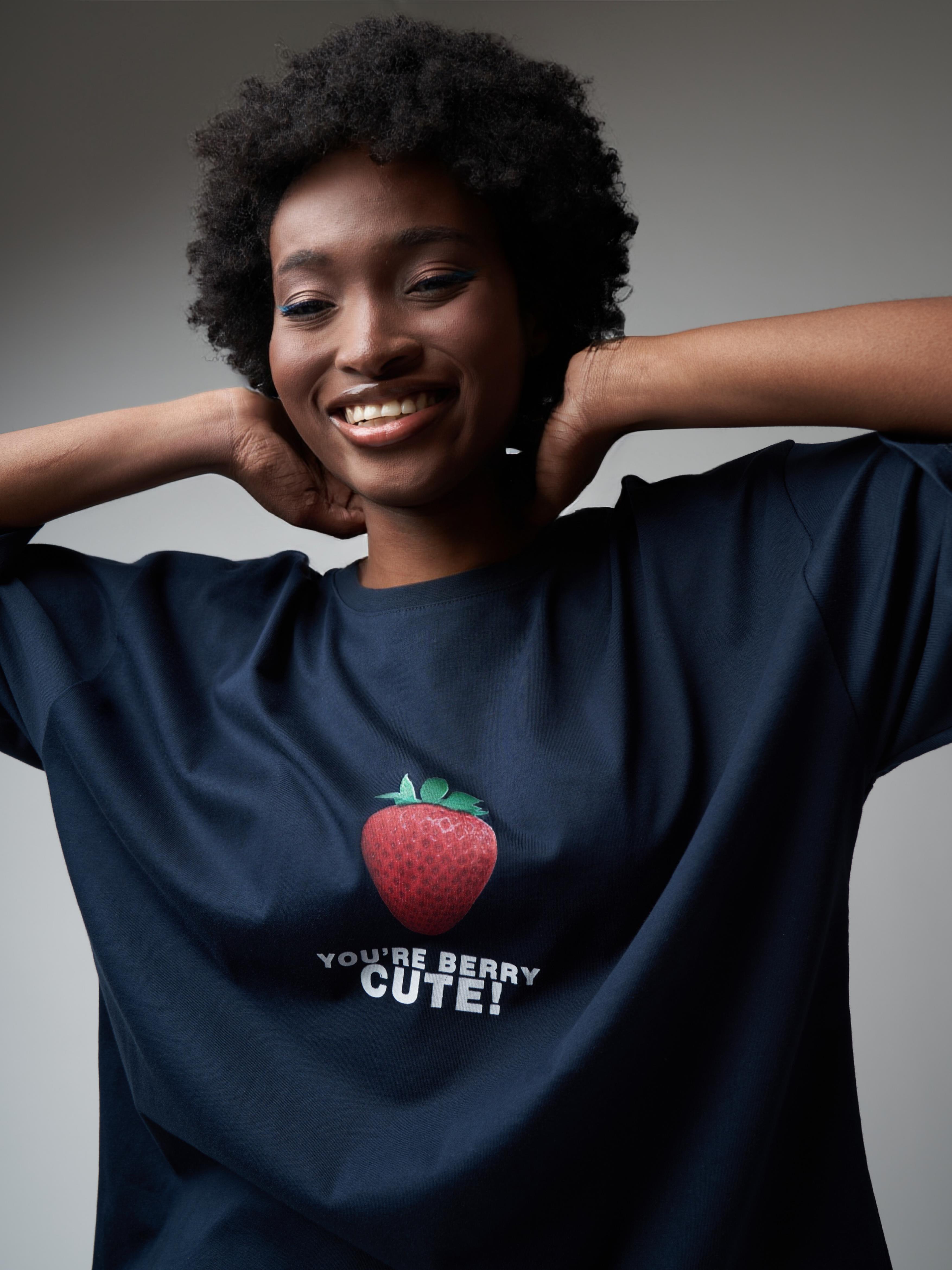 Baskılı Oversize Kısa Kol T-shirt Lacivert