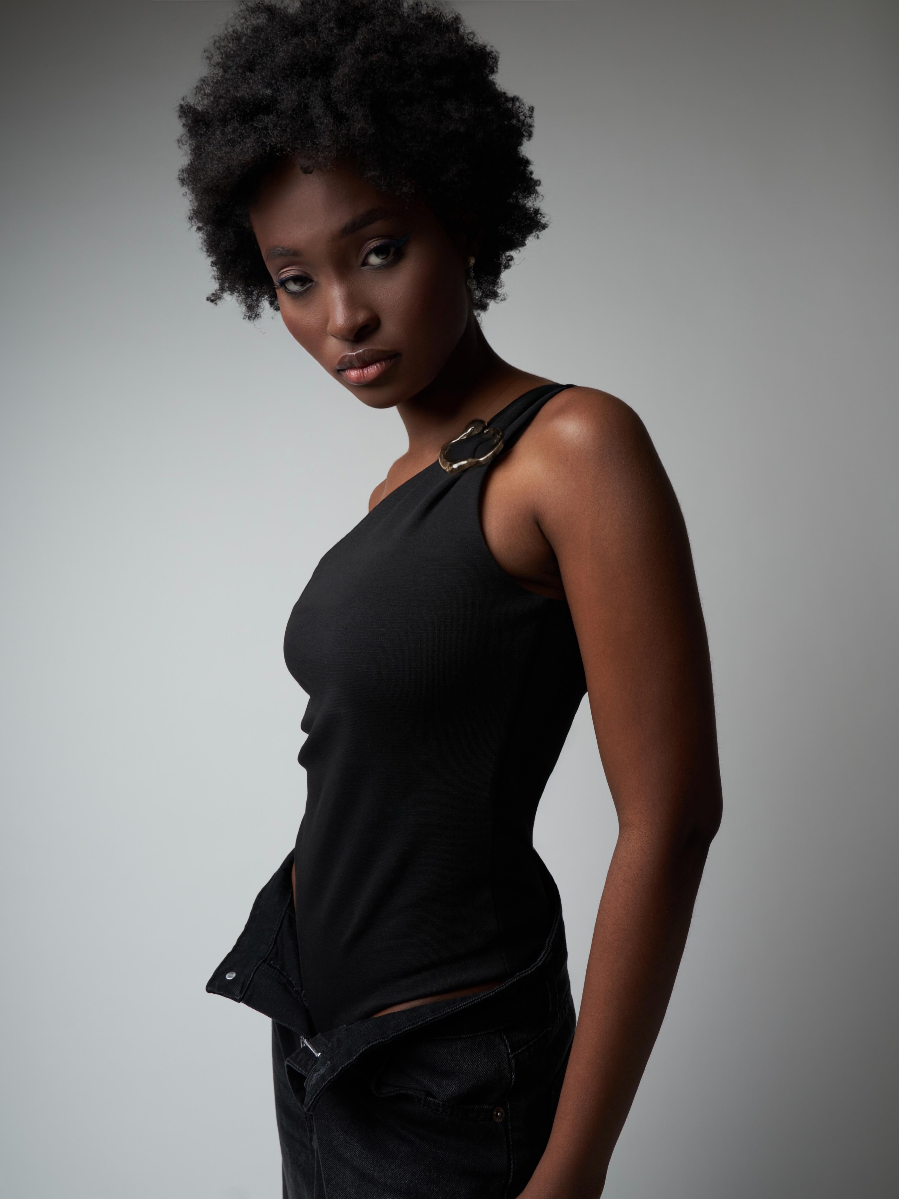 Tek Omuz Askılı Bluz Siyah