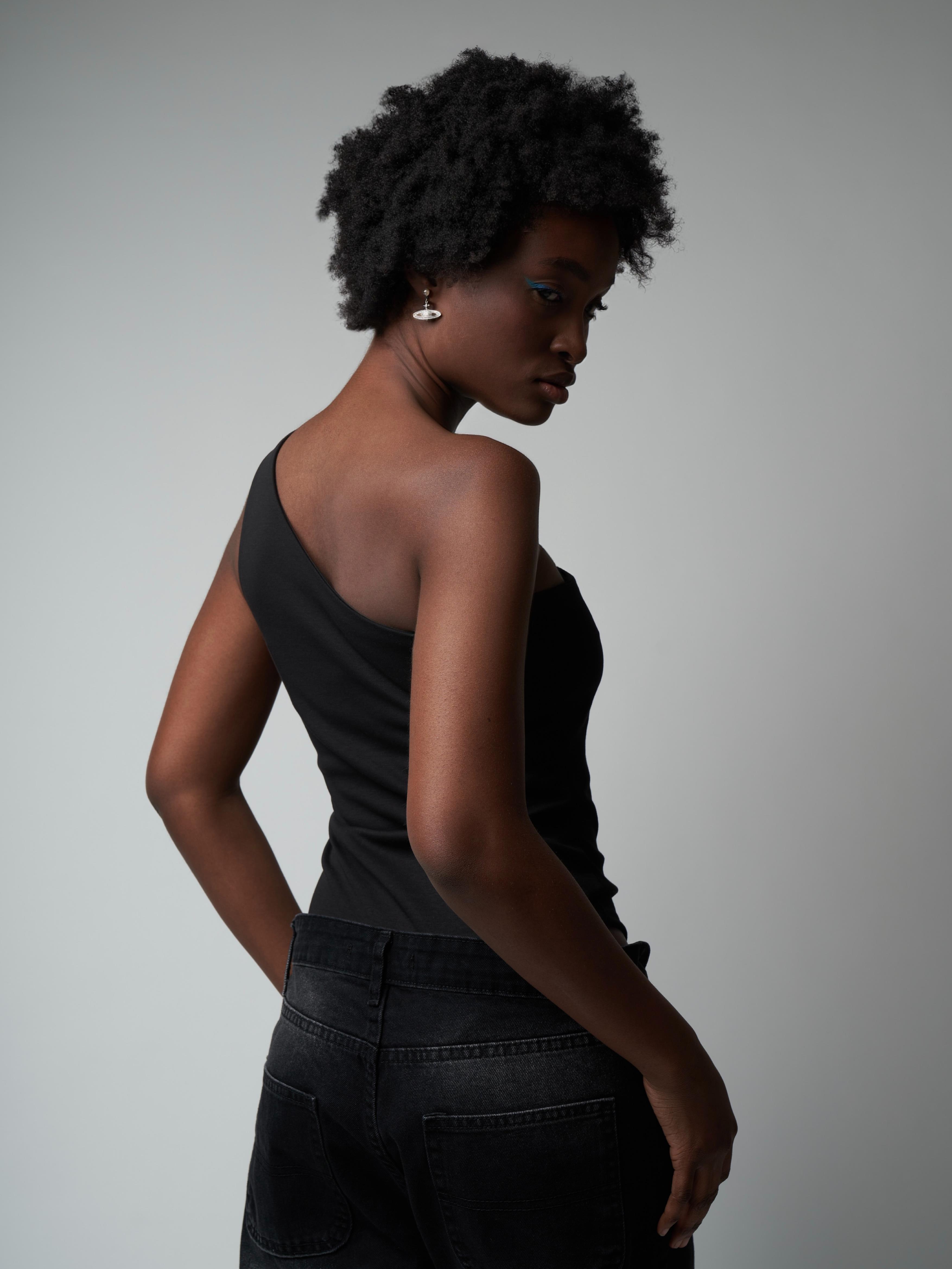 Tek Omuz Askılı Bluz Siyah