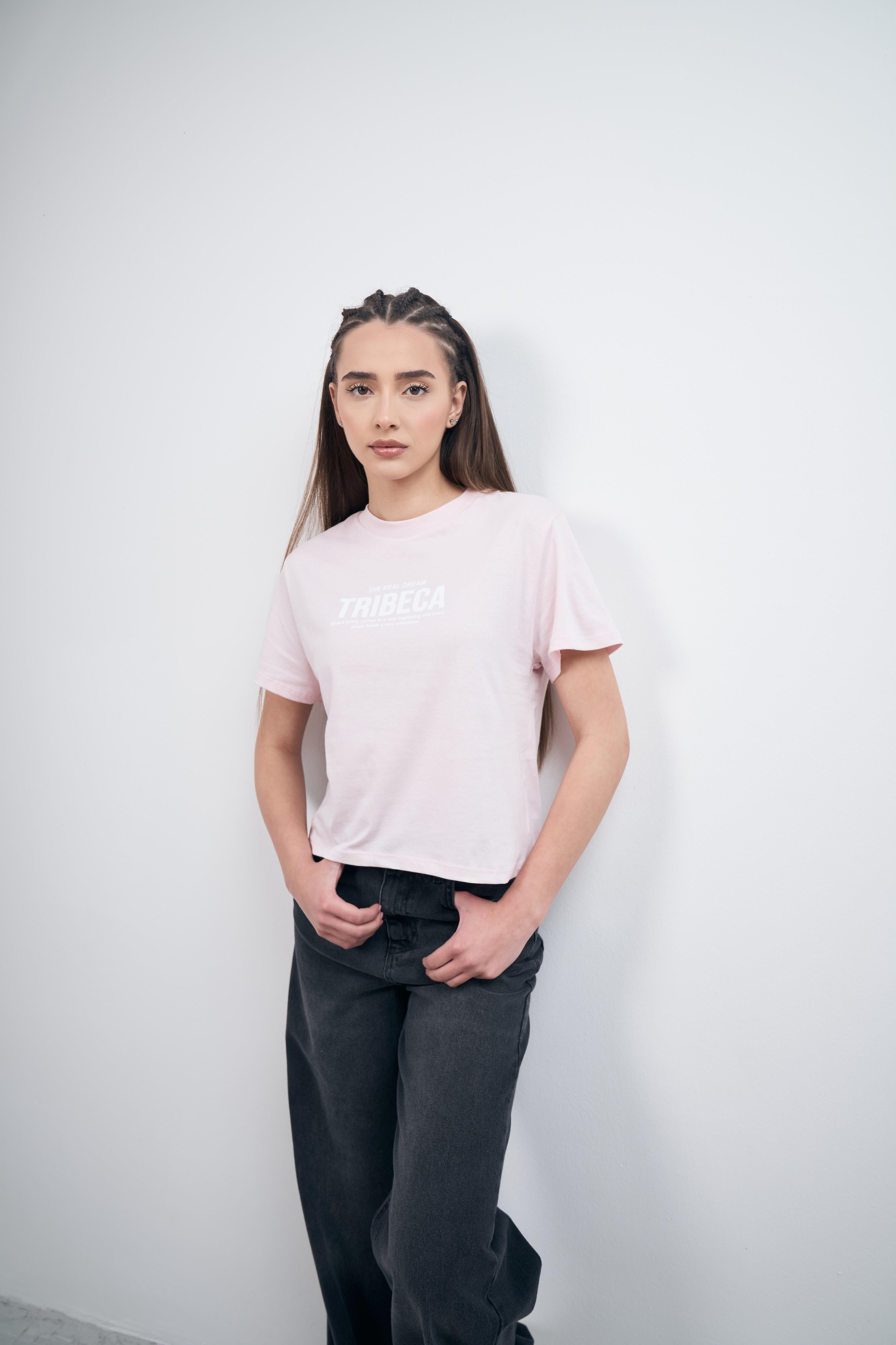 Tribeca Baskılı T-shirt Toz Pembe