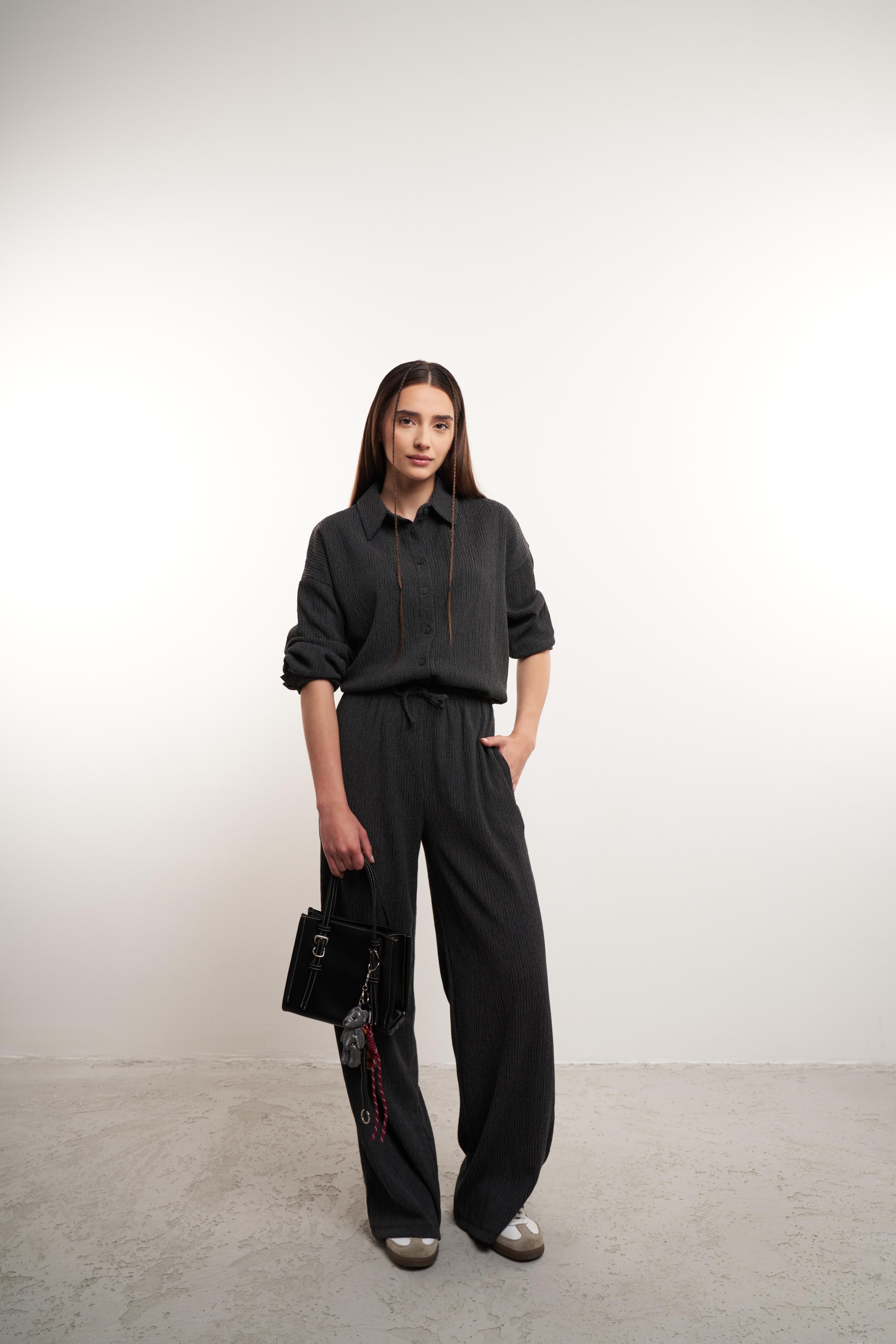 Yakalı Uzun Kol Gömlek Antrasit