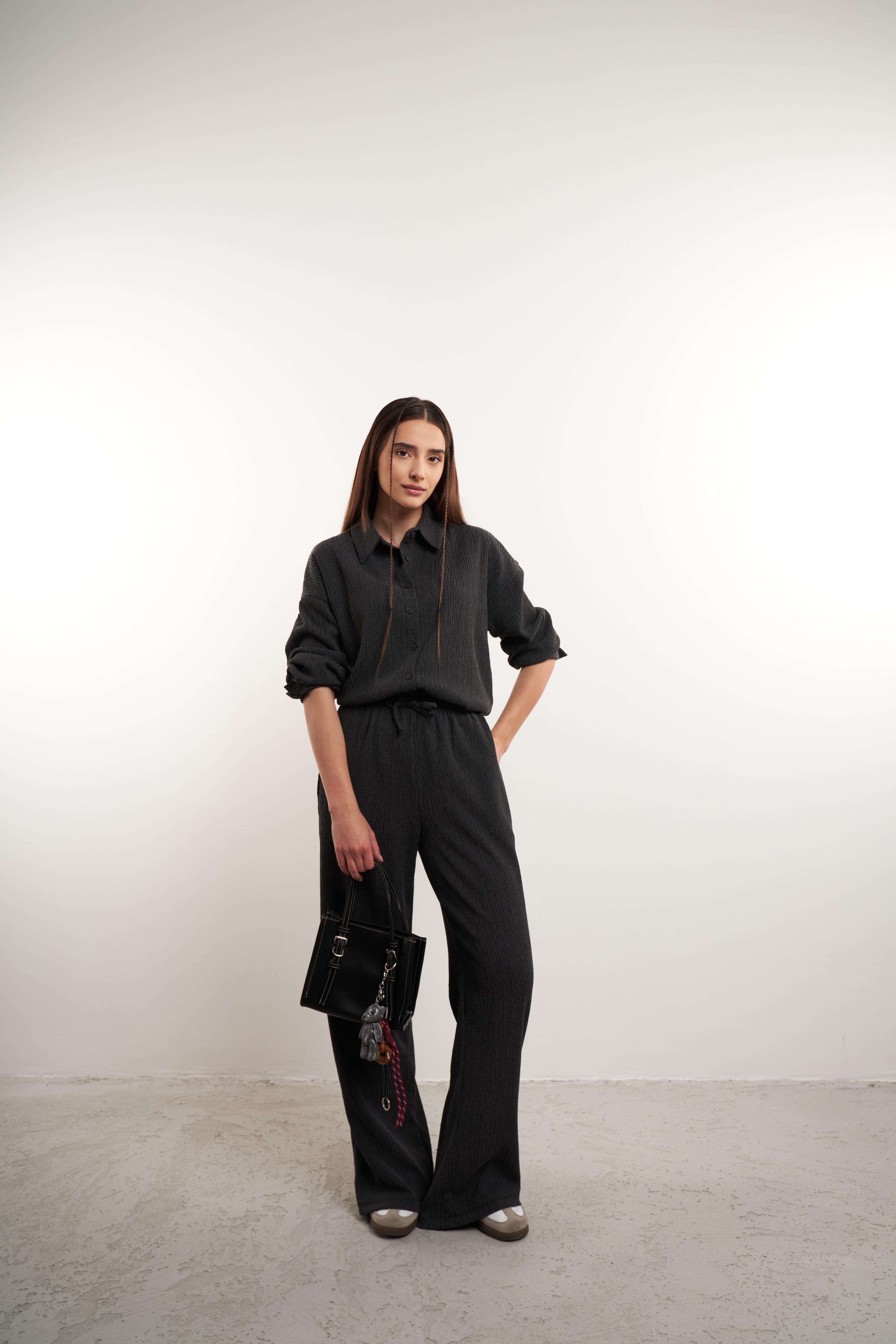 Yakalı Uzun Kol Gömlek Antrasit