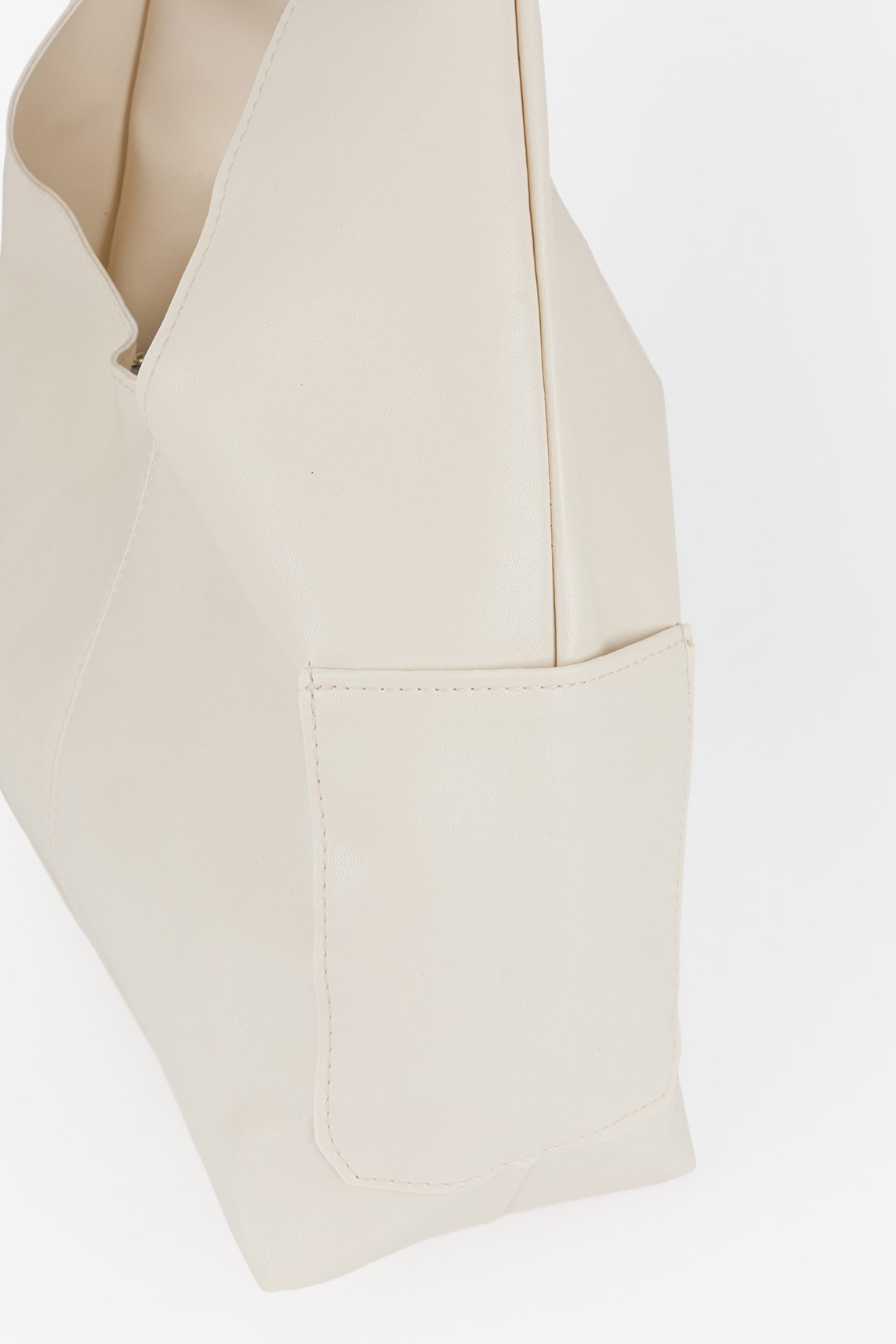 Yanlar Cepli Shopper Çanta Ekru