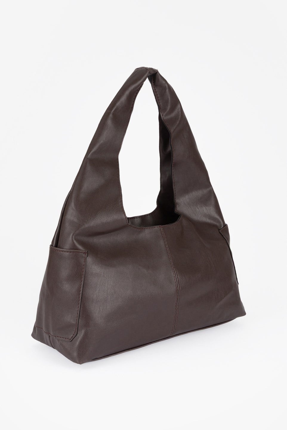 Yanlar Cepli Shopper Çanta Kahve