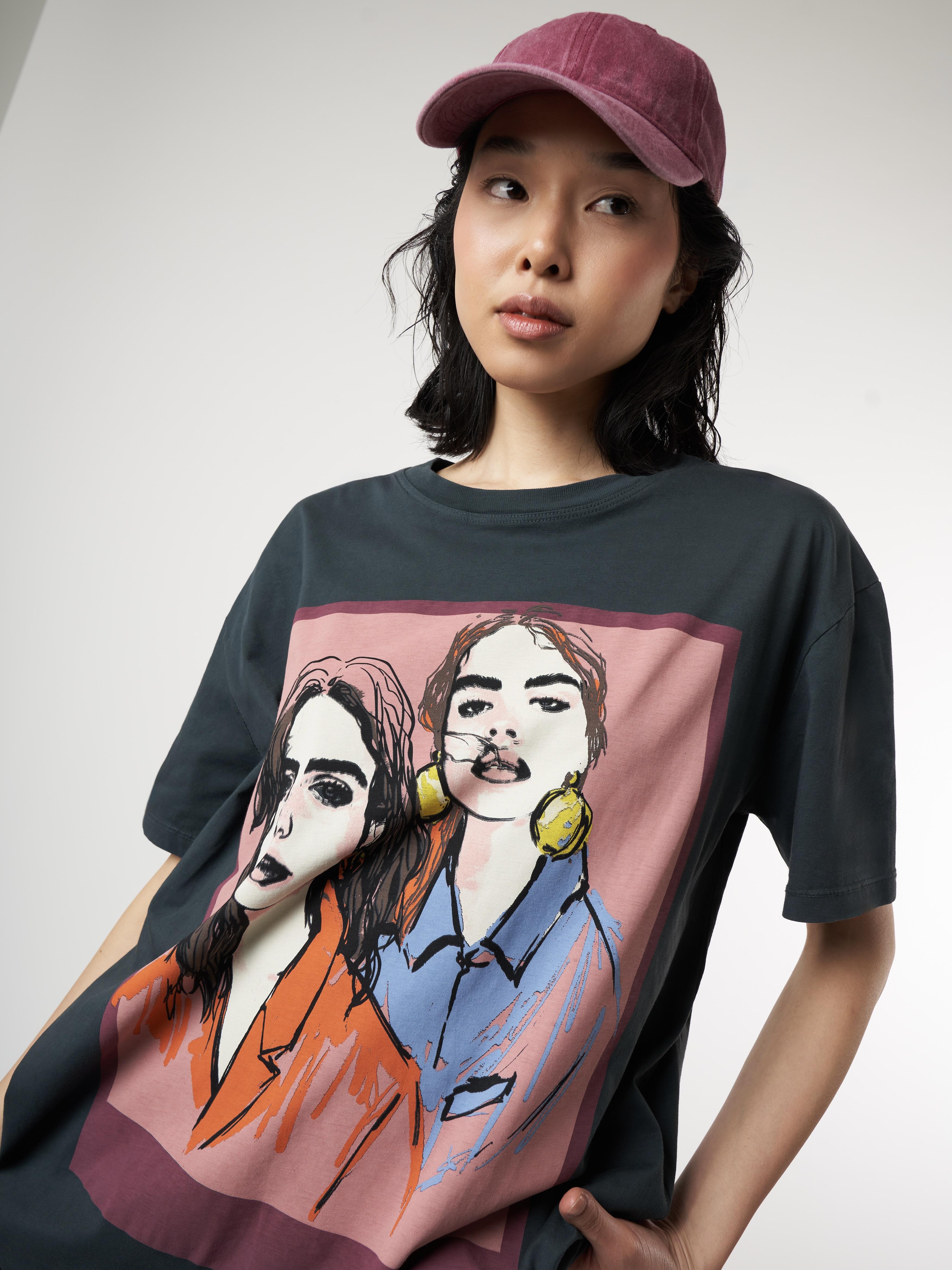 Yıkamalı Kısa Kol T-shirt Antrasit