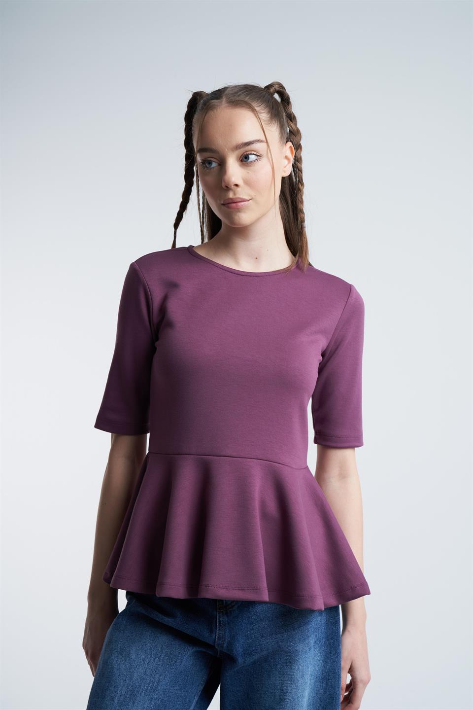 Modal Kumaş Tunik Bluz Bordo