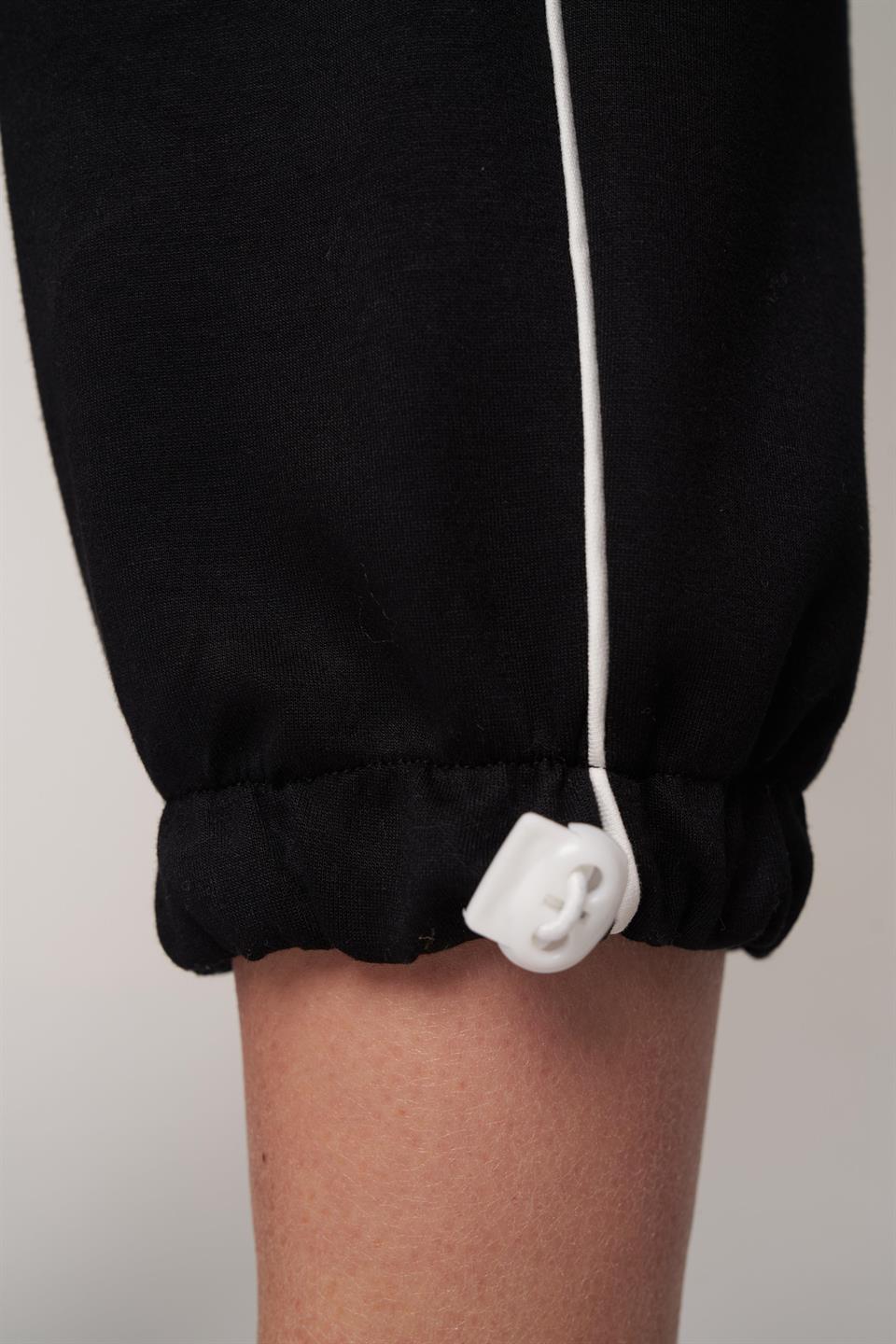 Yanlar Şerit Detaylı Eşofman Altı Siyah