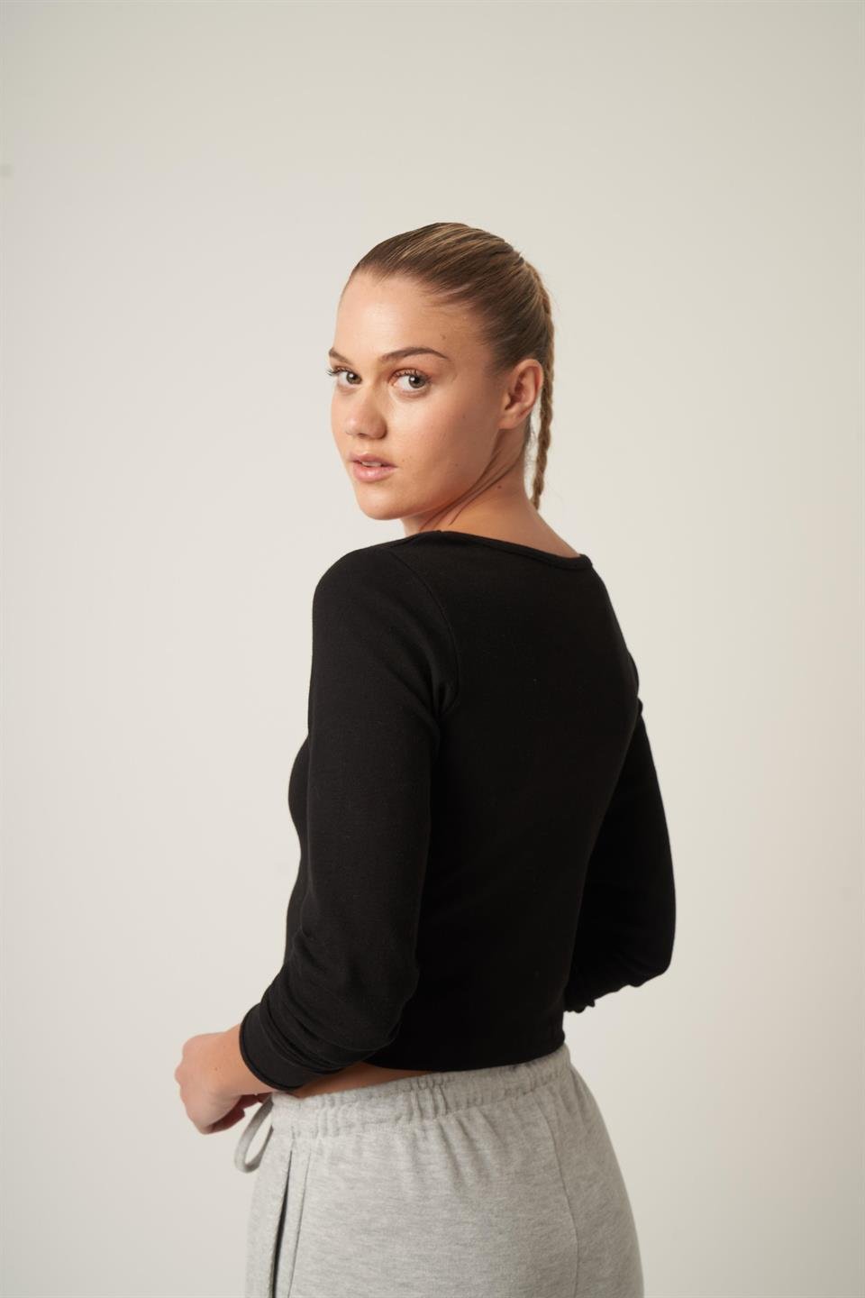 Basic Kısa Bluz Siyah