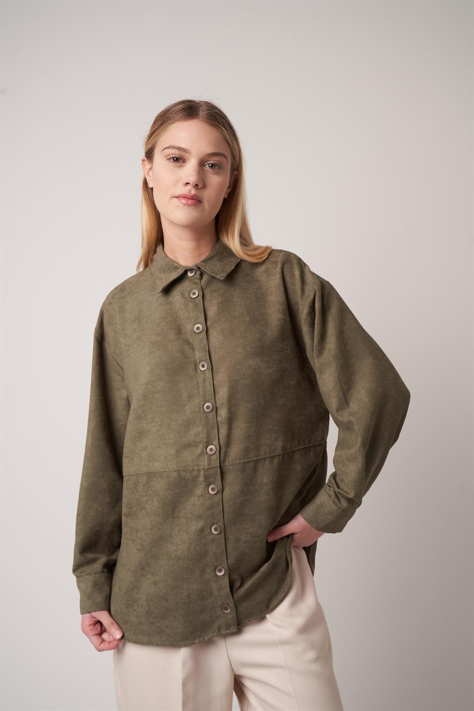 Süet Gömlek Haki