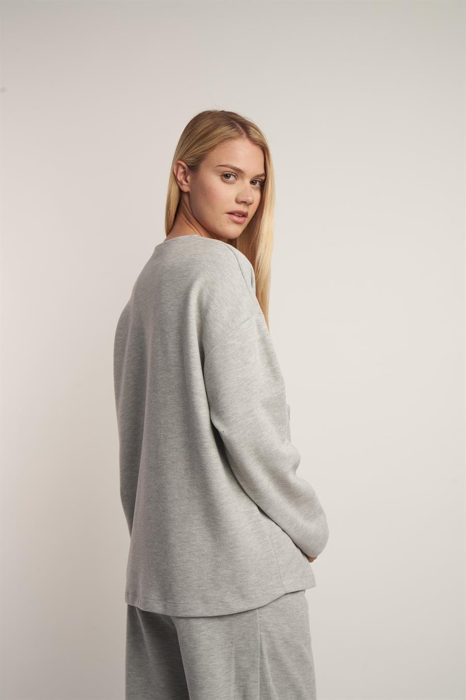 Ön Bağlama Detaylı Triko Hırka Gri