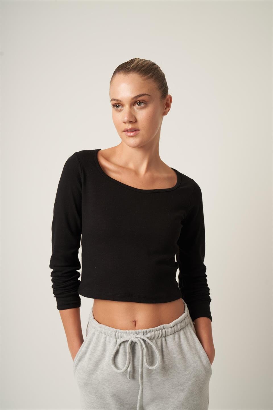 Basic Kısa Bluz Siyah