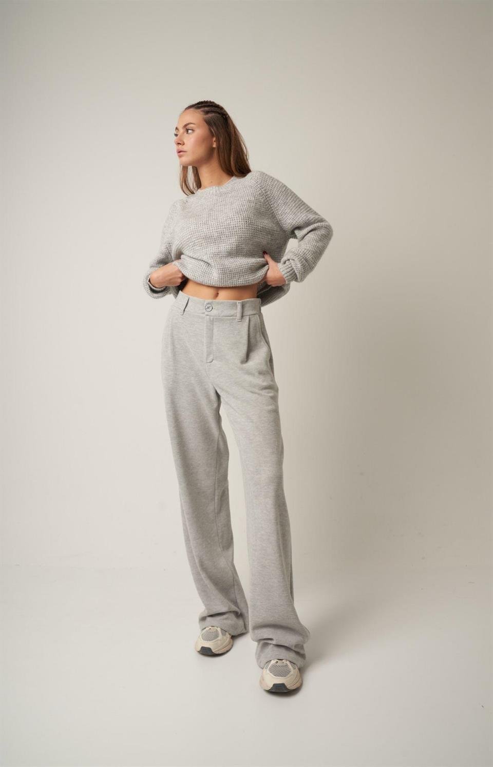 Triko Bol Paça Pantolon Gri