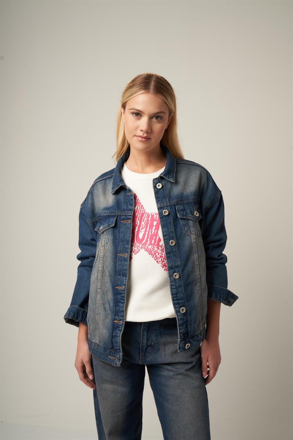 Boyfriend Denim Ceket Kahve Tint