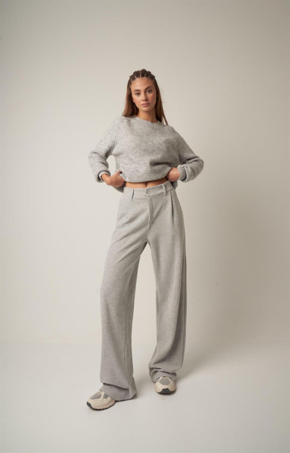 Triko Bol Paça Pantolon Gri