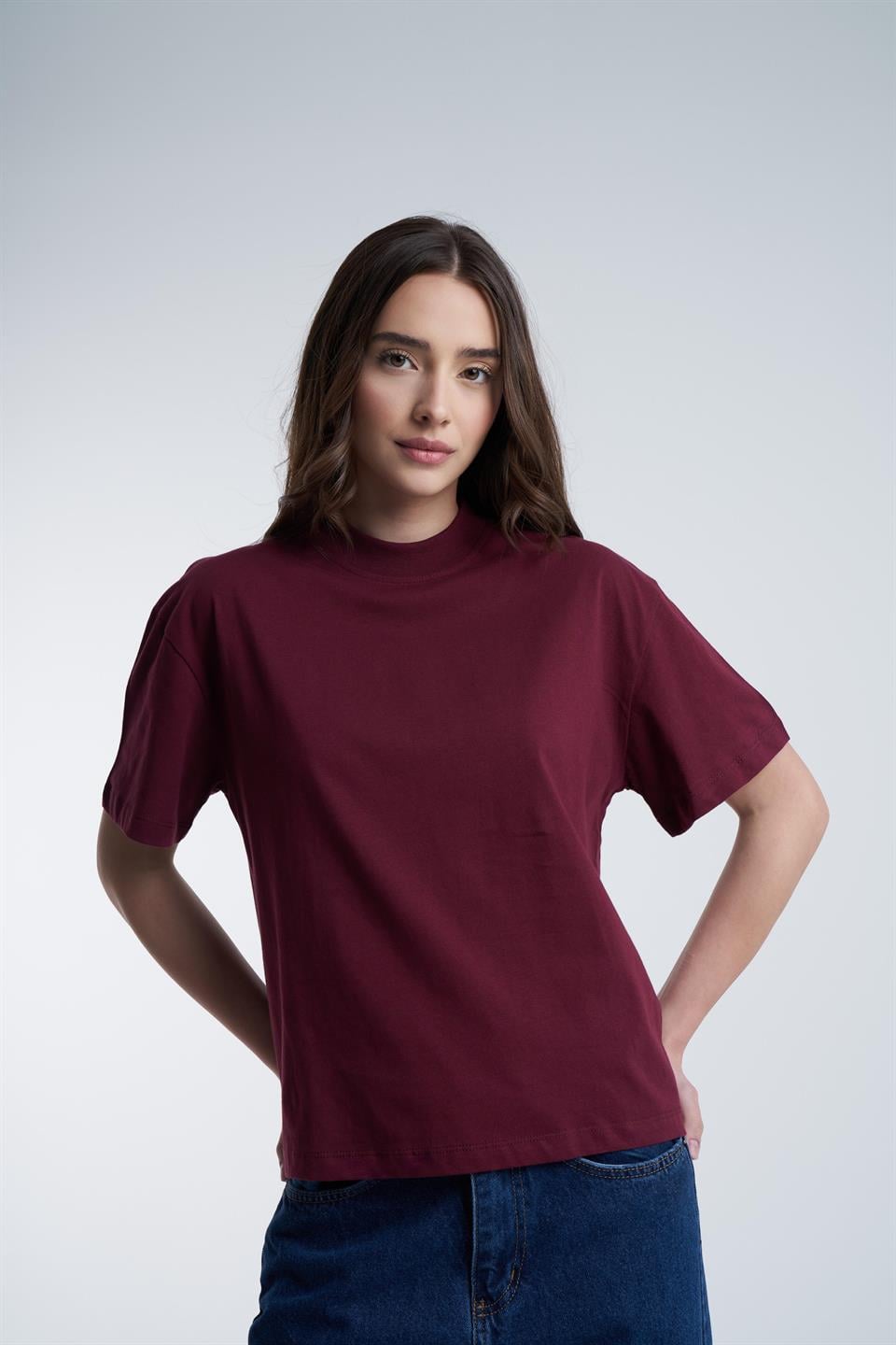 Basic Kısa Kol T-shirt Mürdüm