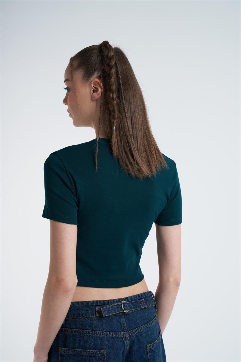 Basic Kısa T-shirt Petrol