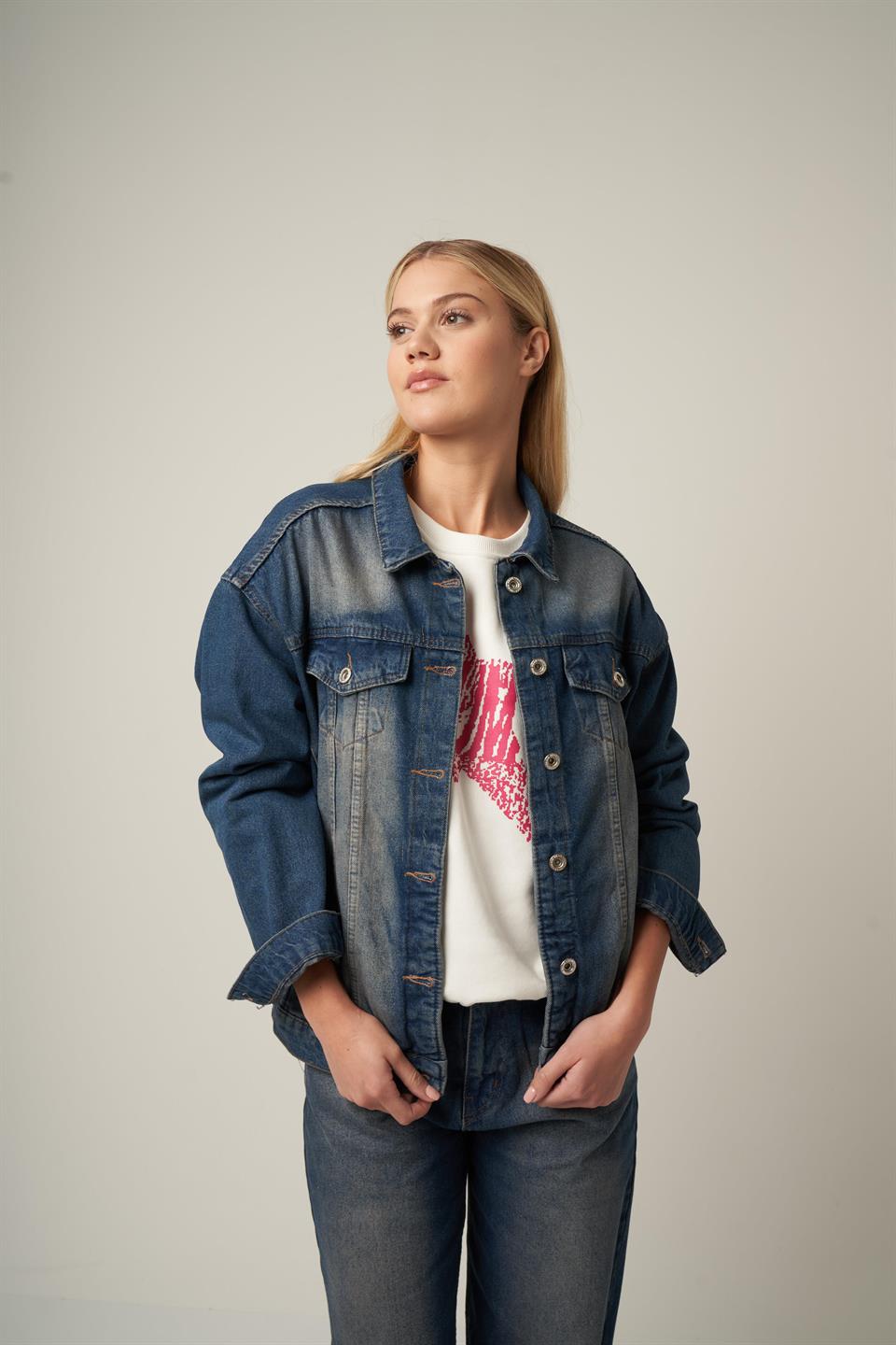 Boyfriend Denim Ceket Kahve Tint