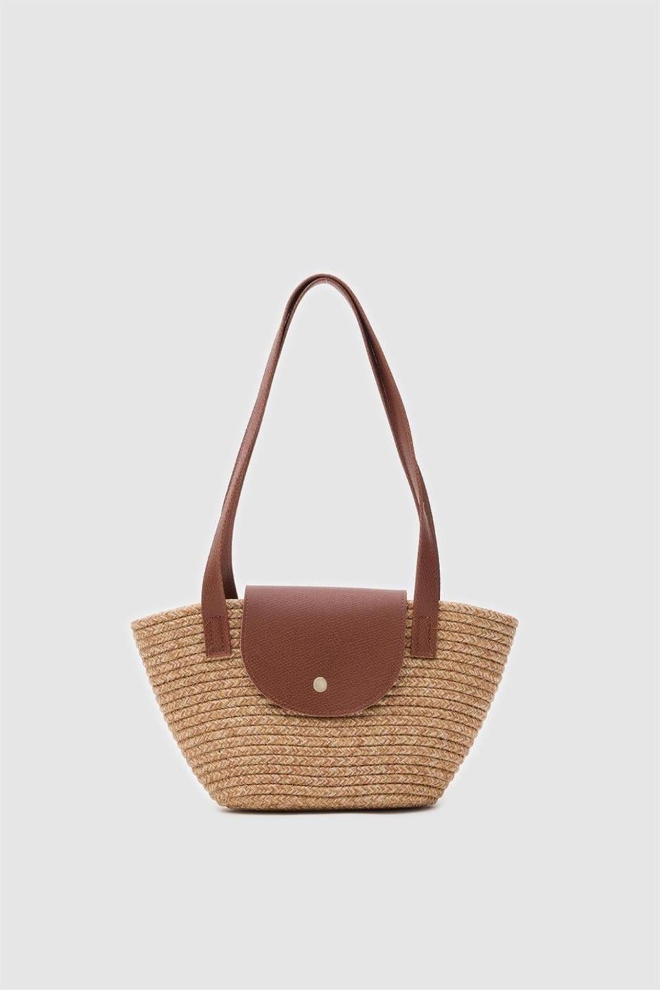 Hasır Omuz Çantası Bej