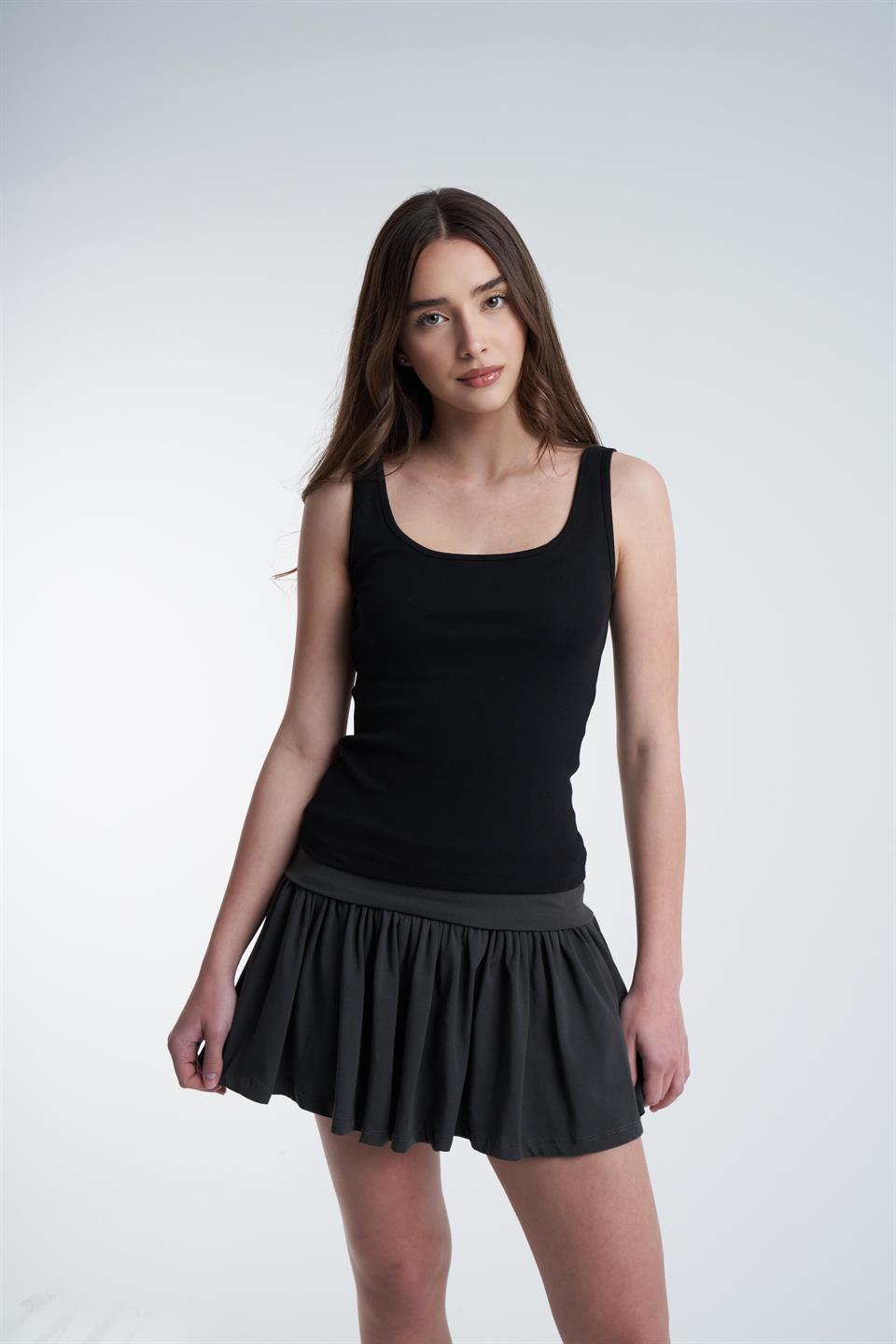 Sıfır Kol Ribana Bluz Siyah