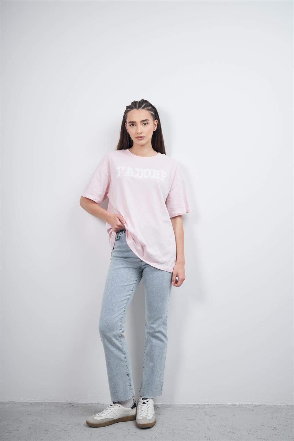 Jadore Baskılı T-shirt Toz Pembe
