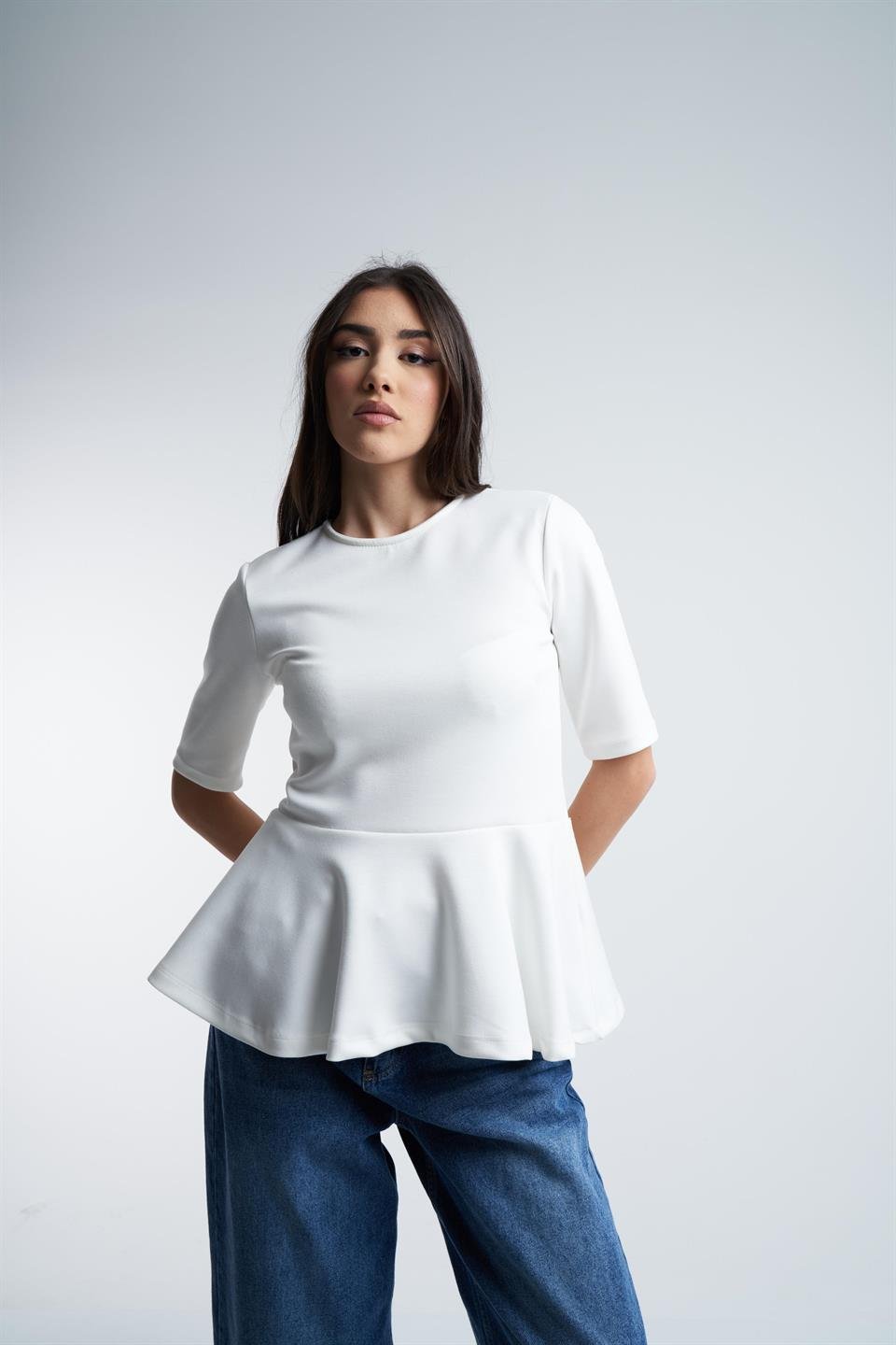 Modal Kumaş Tunik Bluz Ekru