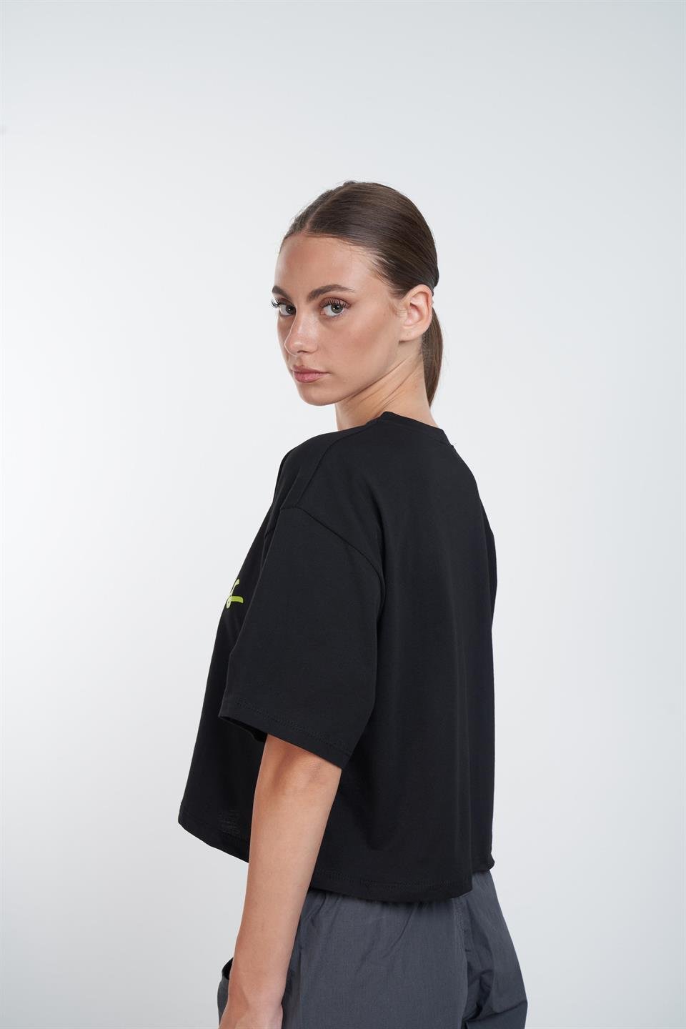 Hello Baskılı Kısa T-shirt Siyah