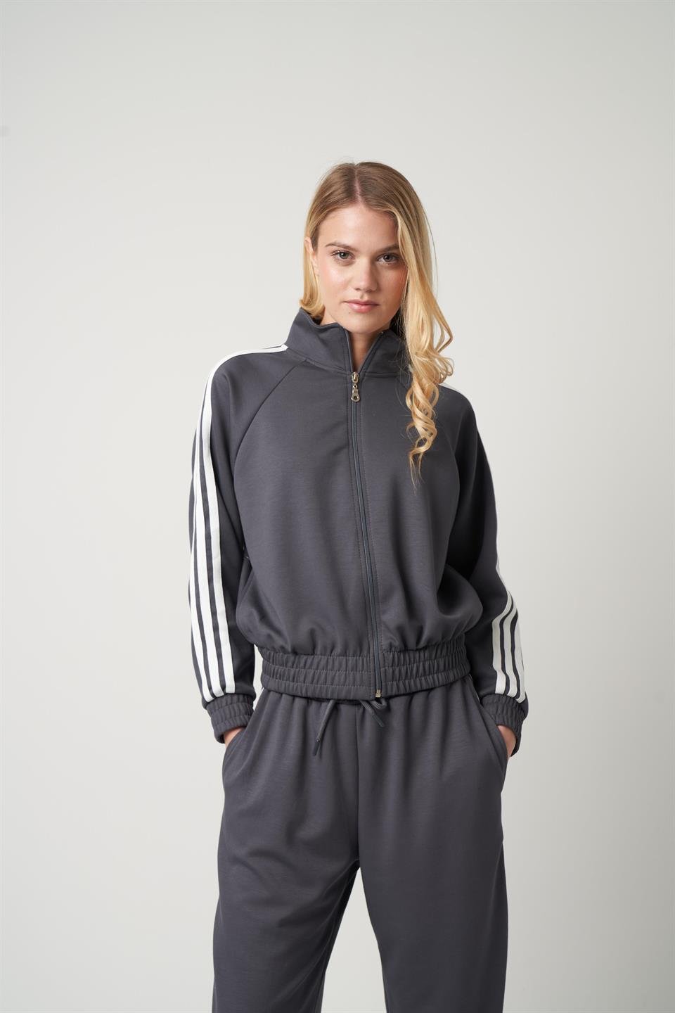 Şerit Detaylı Ceket Antrasit