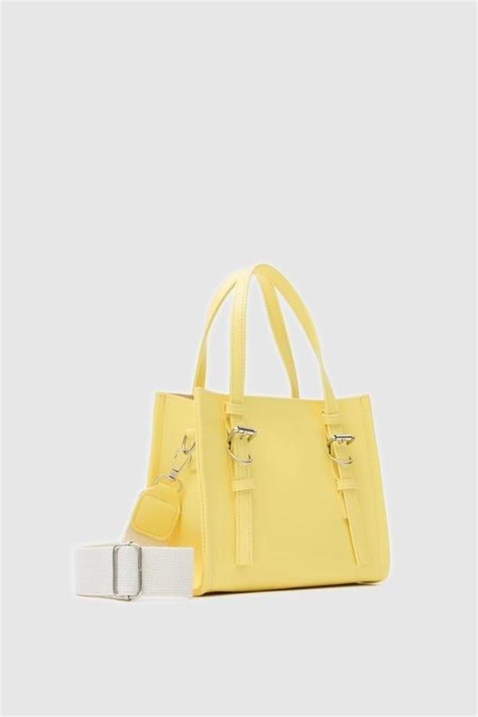 Toka Detaylı Çapraz Çanta Sarı