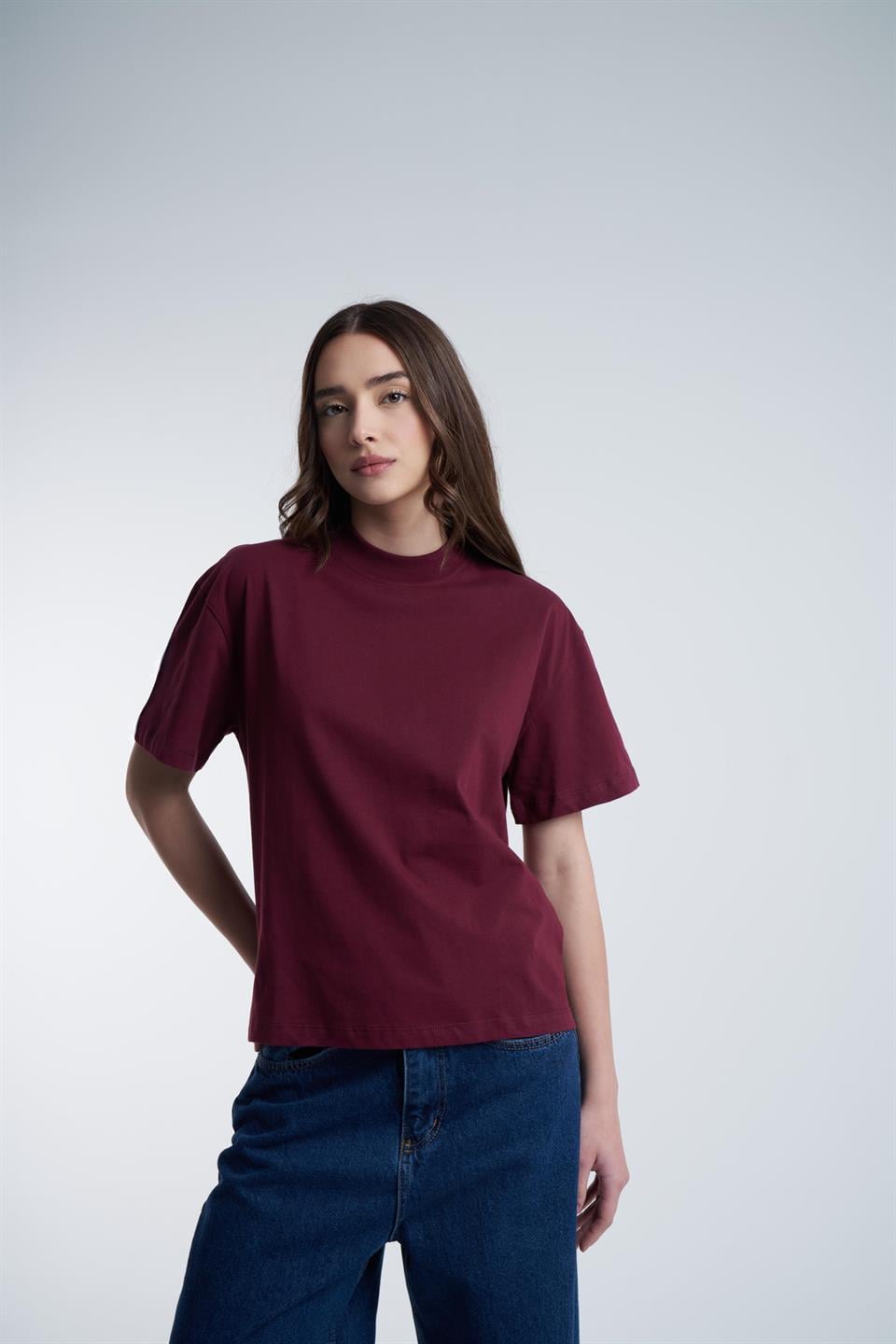 Basic Kısa Kol T-shirt Mürdüm