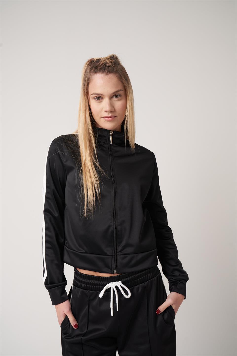 Şerit Detaylı Ceket Siyah