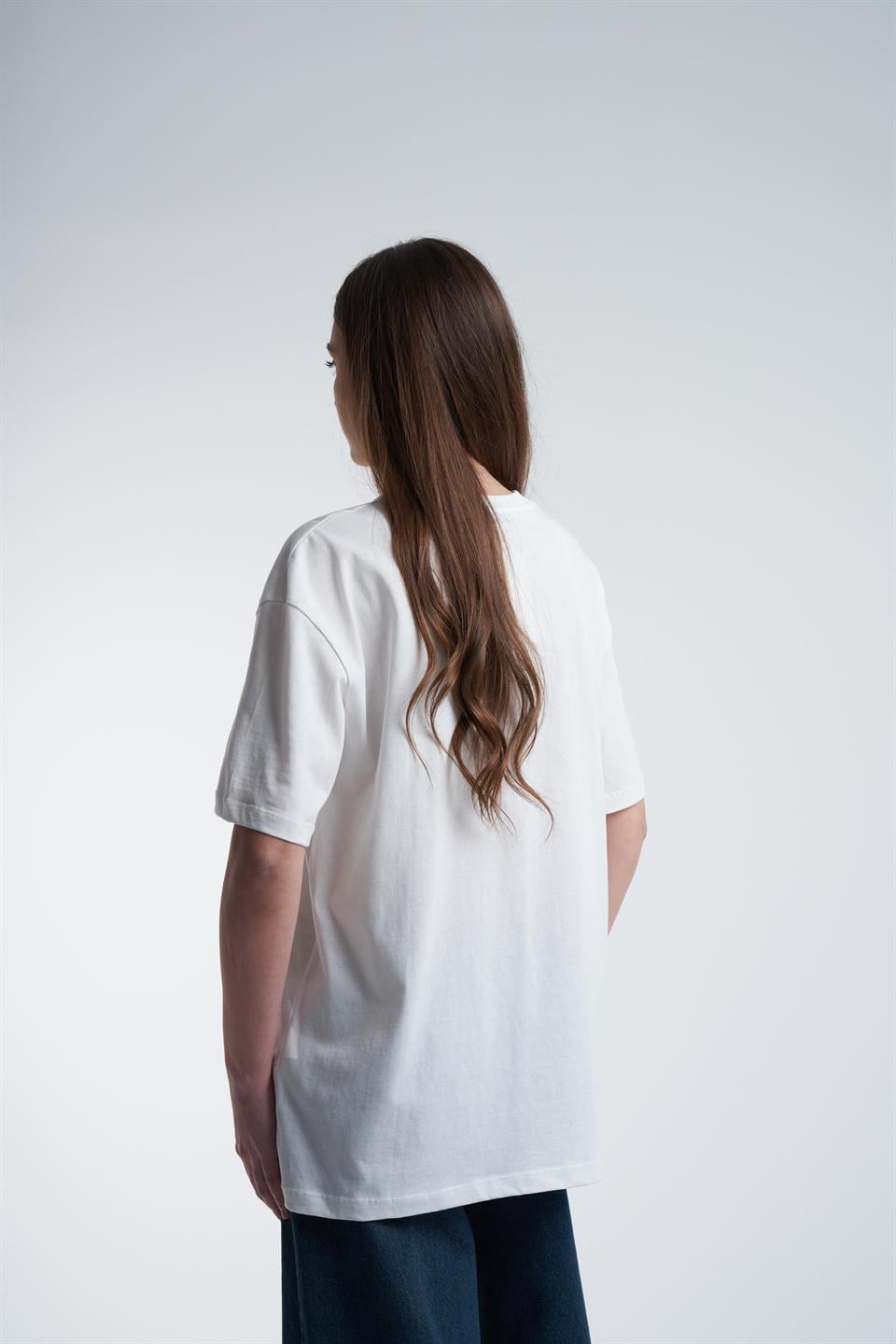 Bisiklet Yaka Basic T-shirt Beyaz