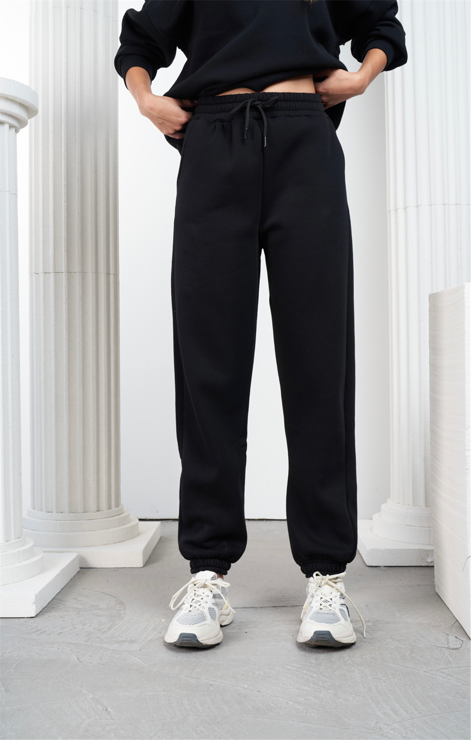 Basic Şardonlu Eşofman Altı Siyah