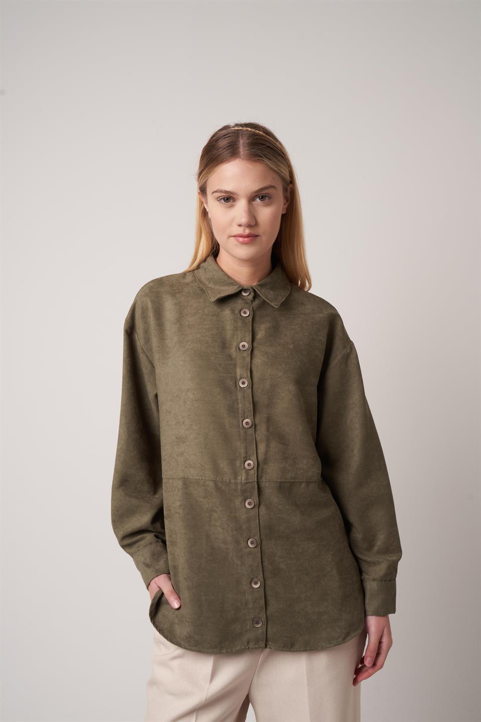 Süet Gömlek Haki
