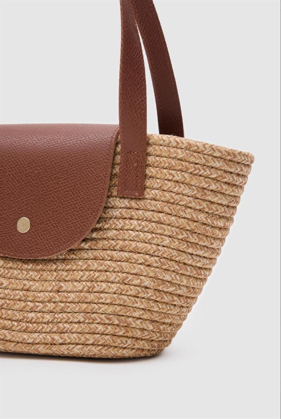 Hasır Omuz Çantası Bej