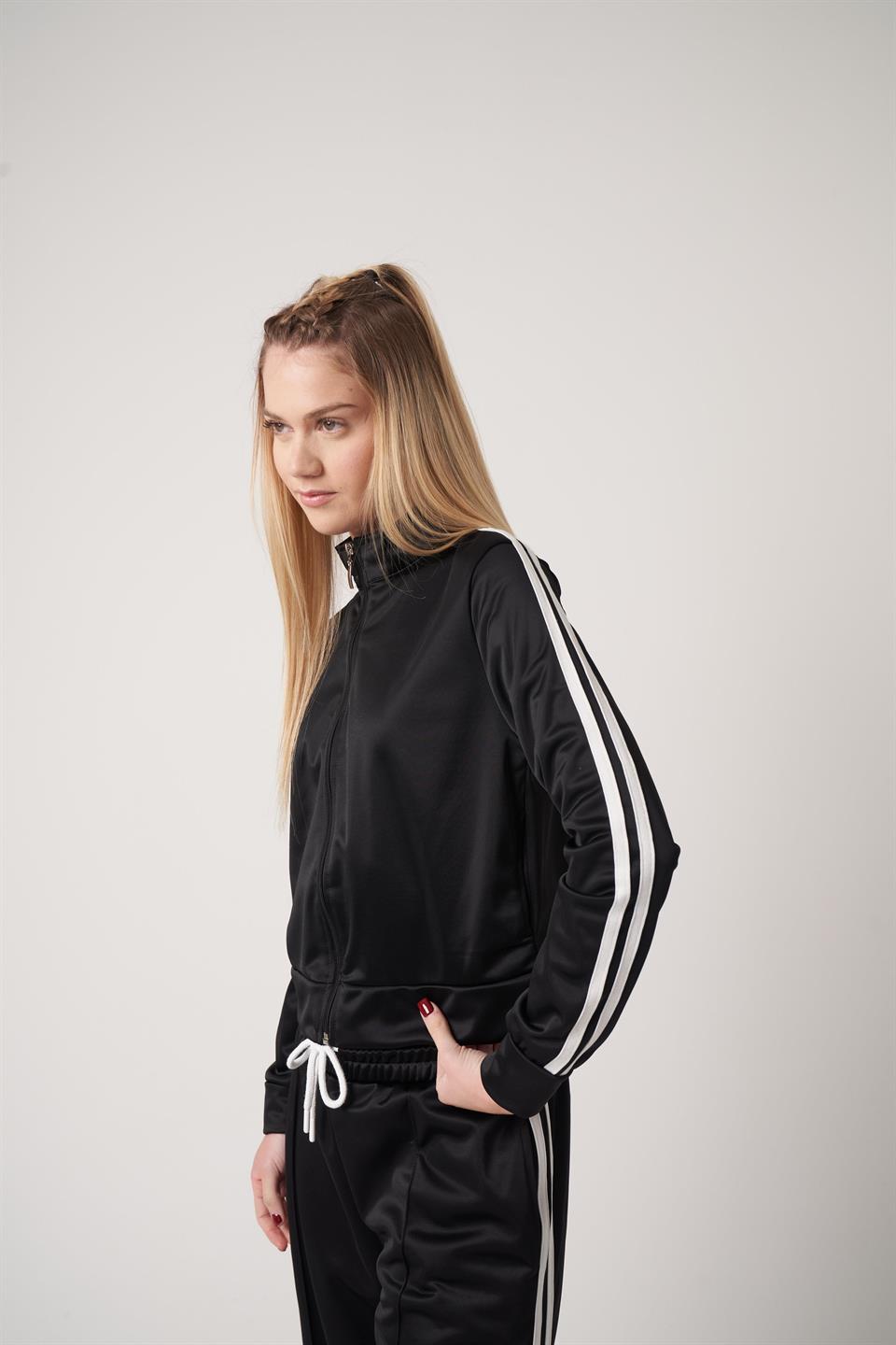 Şerit Detaylı Ceket Siyah