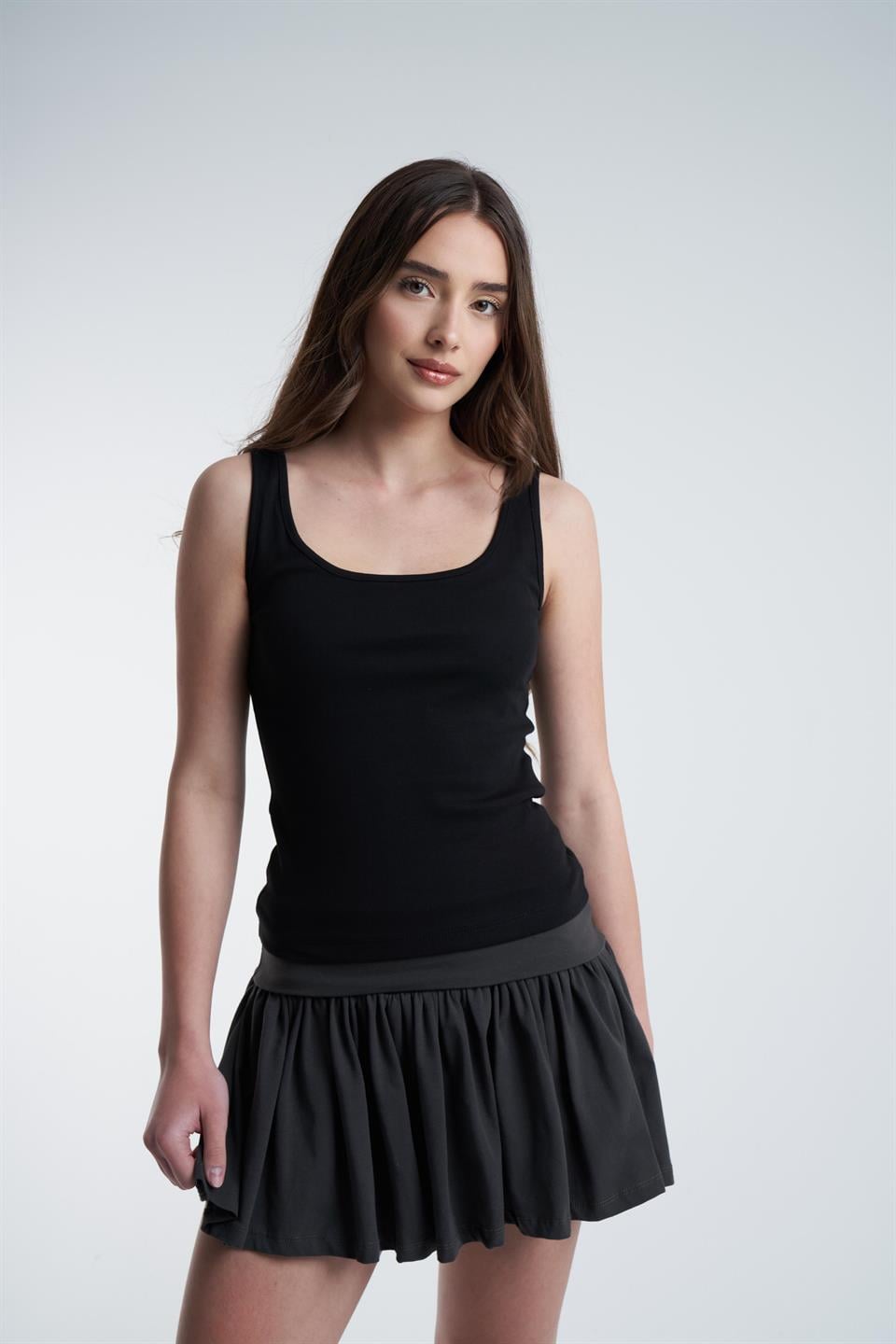 Sıfır Kol Ribana Bluz Siyah