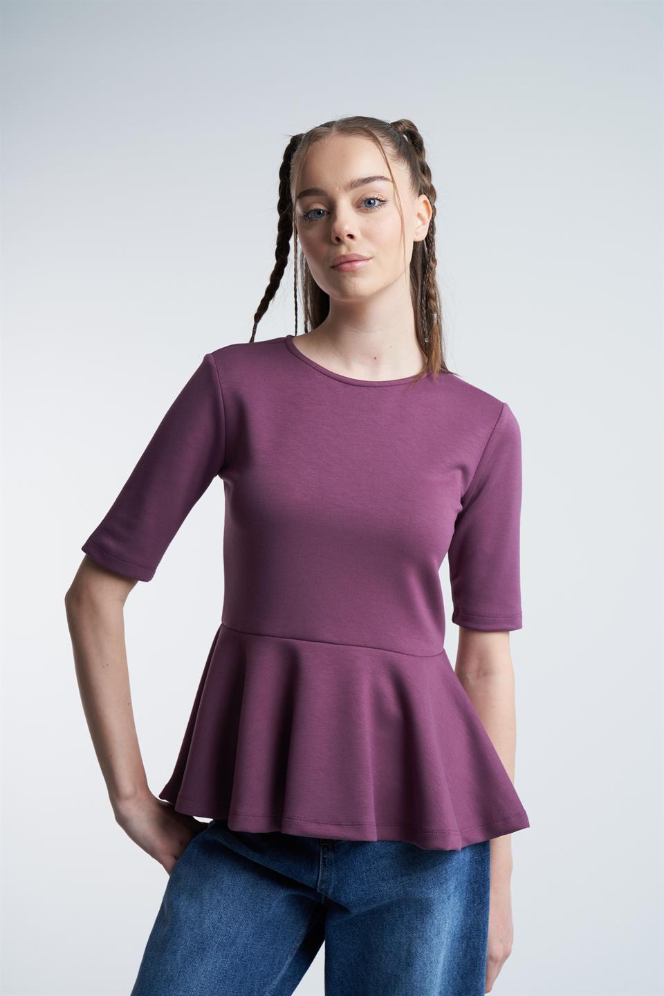 Modal Kumaş Tunik Bluz Bordo