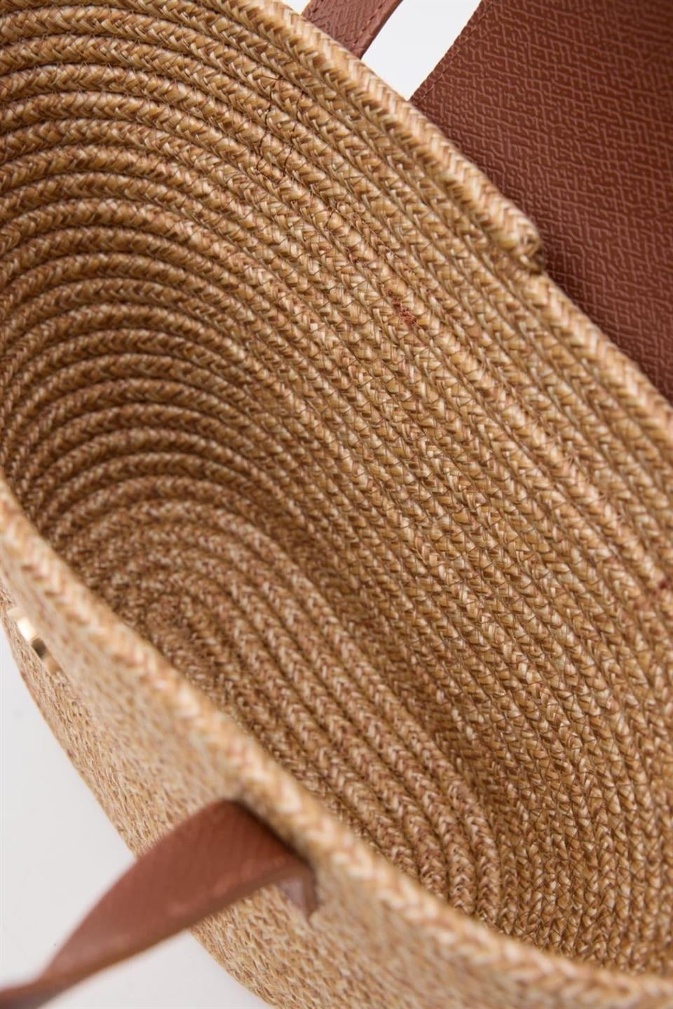 Hasır Omuz Çantası Bej