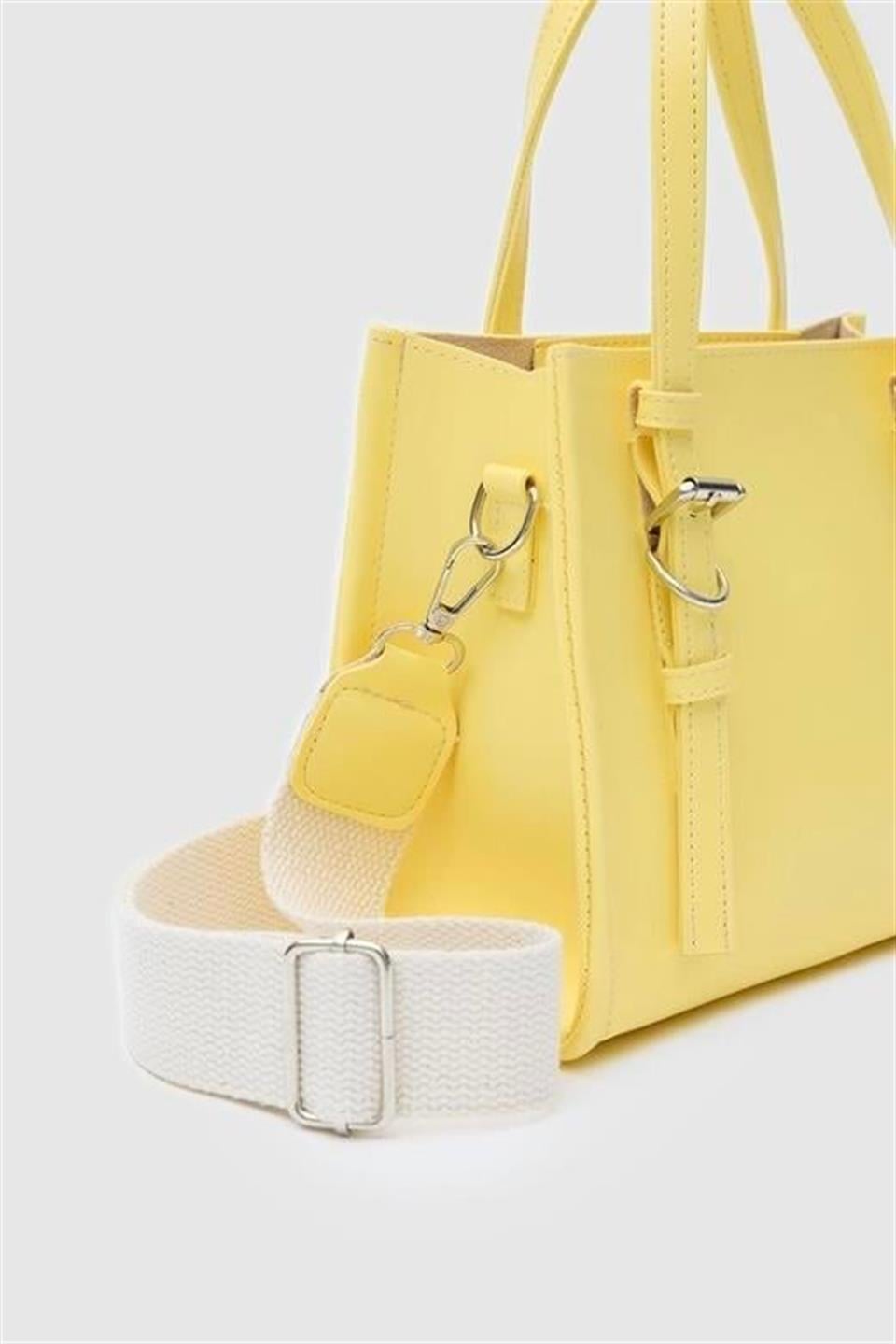 Toka Detaylı Çapraz Çanta Sarı