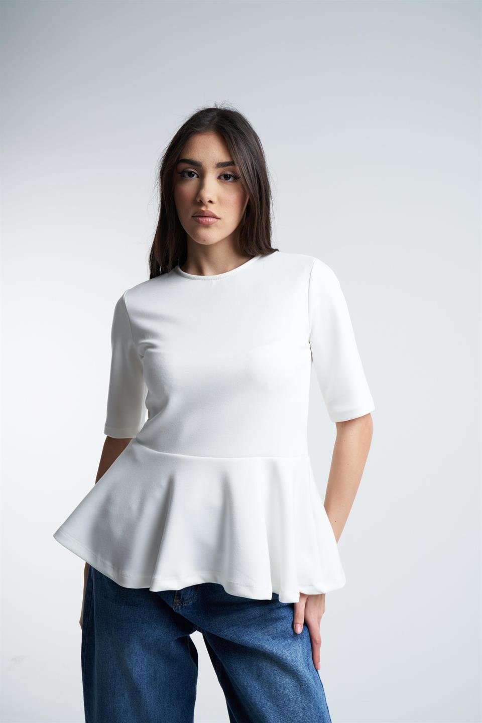 Modal Kumaş Tunik Bluz Ekru