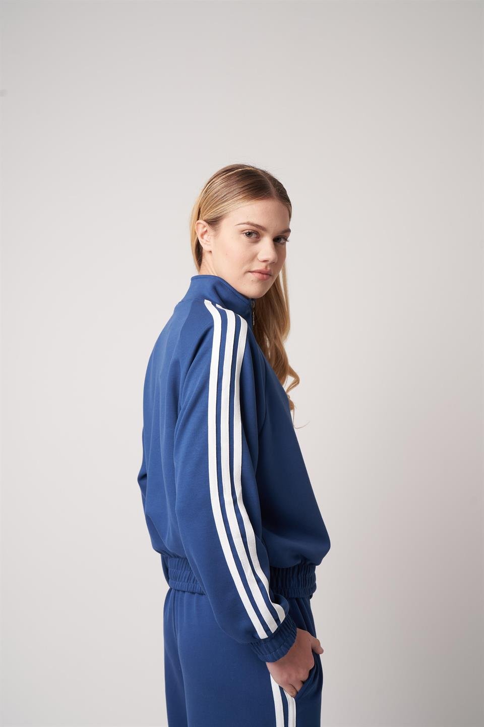 Şerit Detaylı Ceket Lacivert