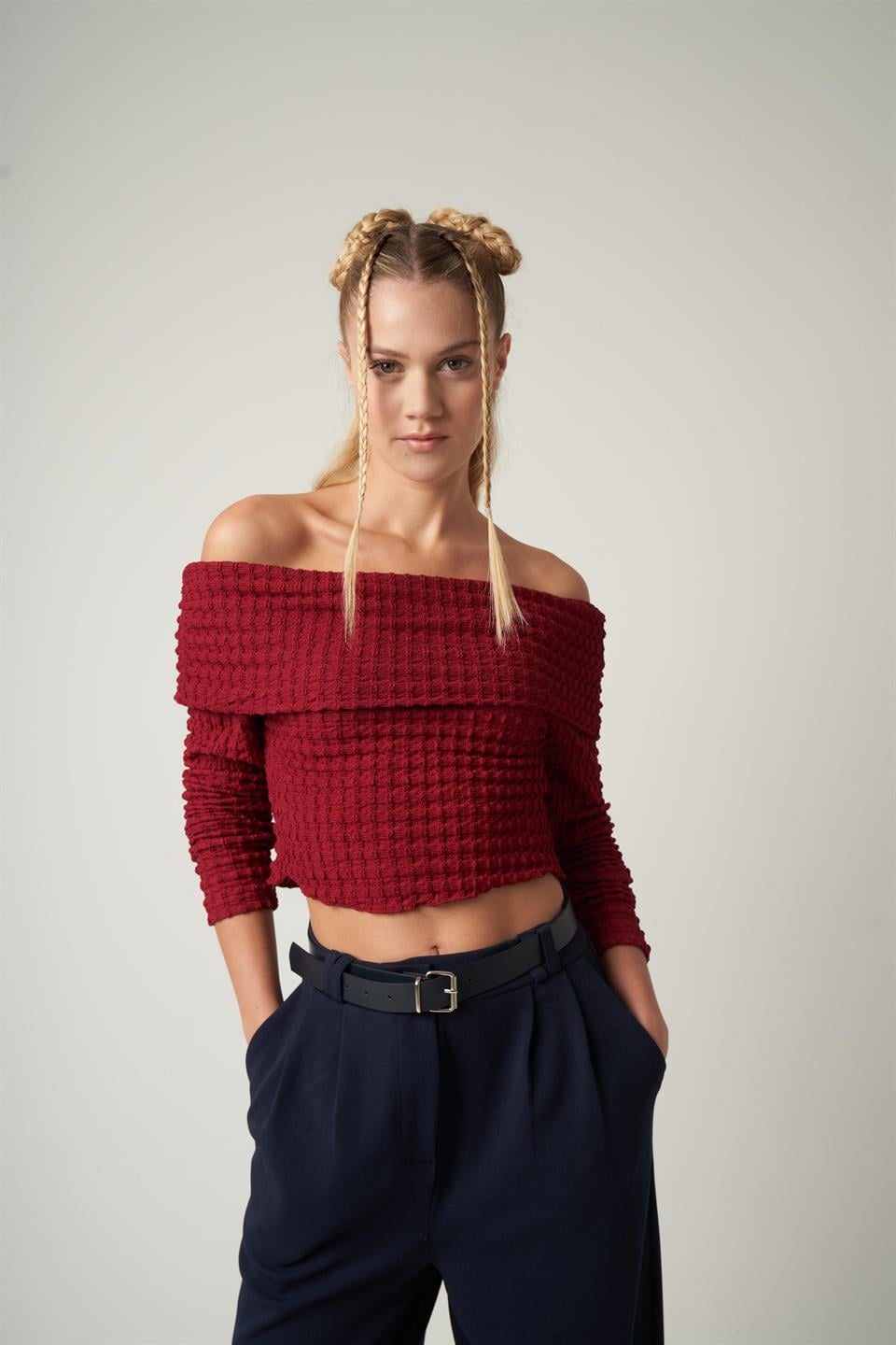 Madonna Yaka Bluz Bordo