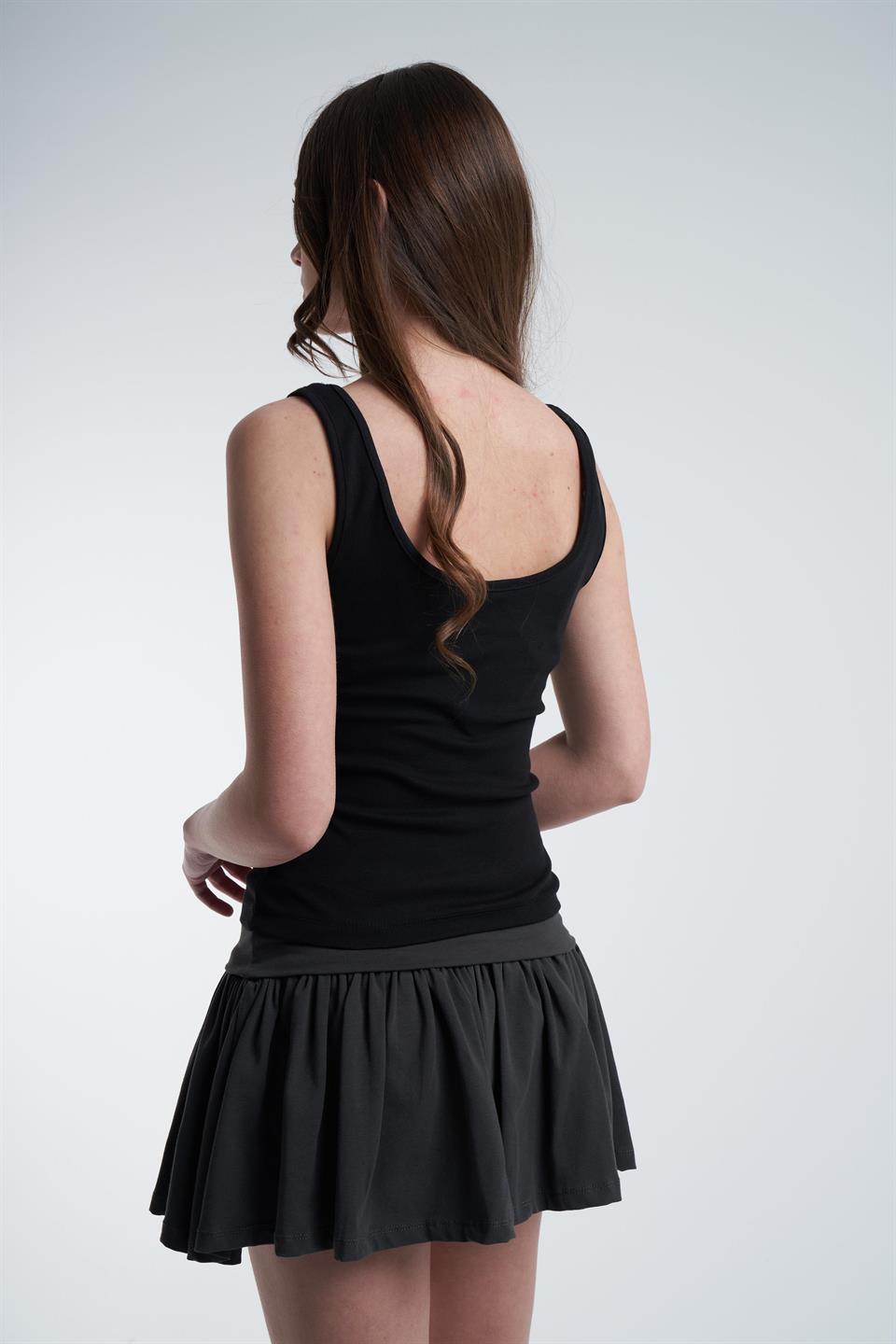 Sıfır Kol Ribana Bluz Siyah