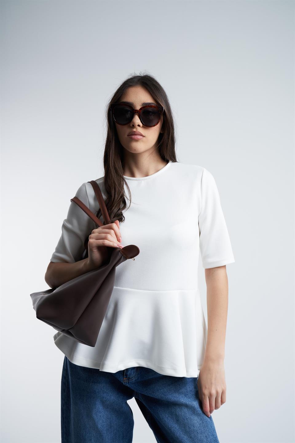 Modal Kumaş Tunik Bluz Ekru