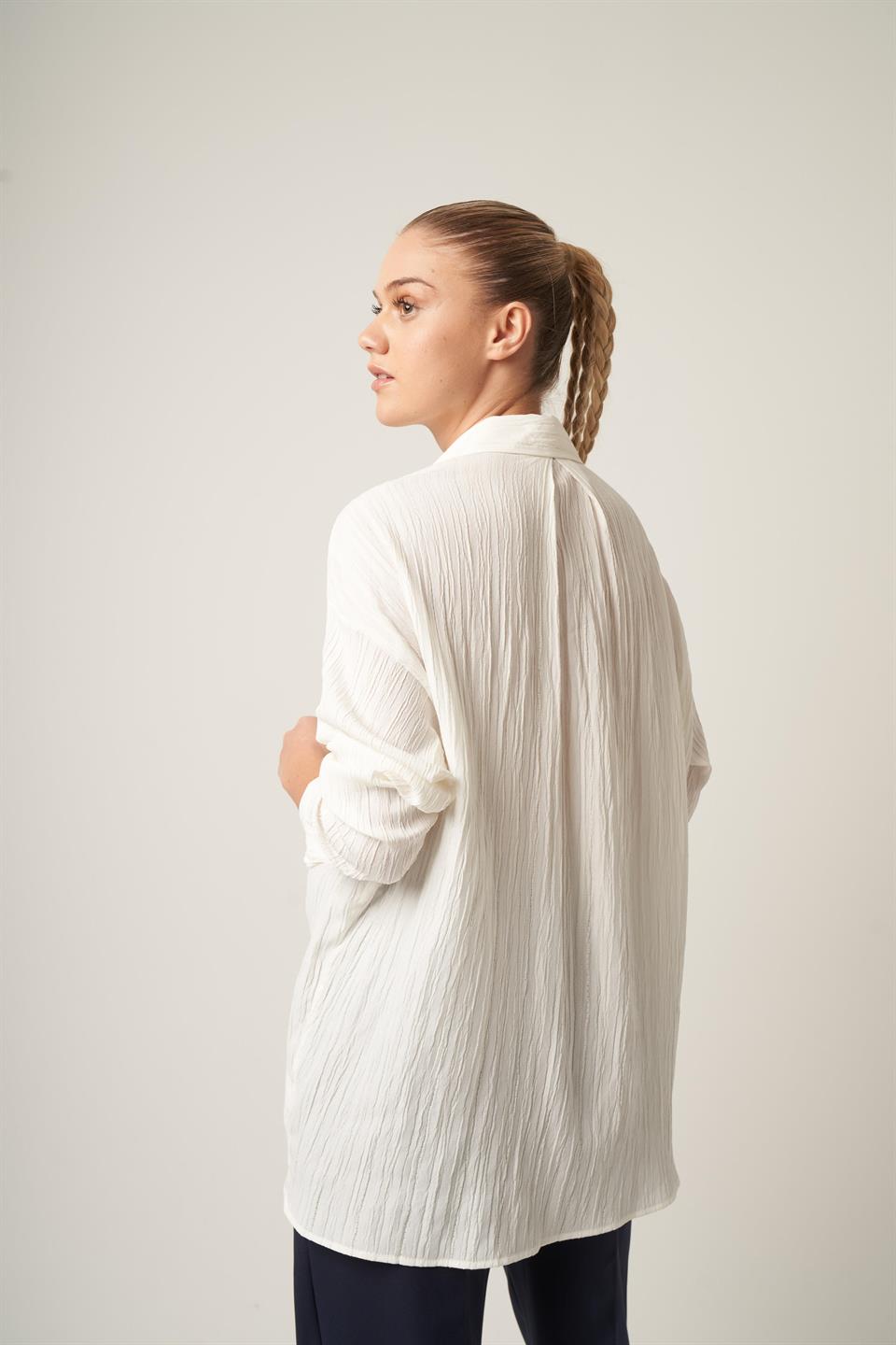 Cep Detaylı Gömlek Ekru
